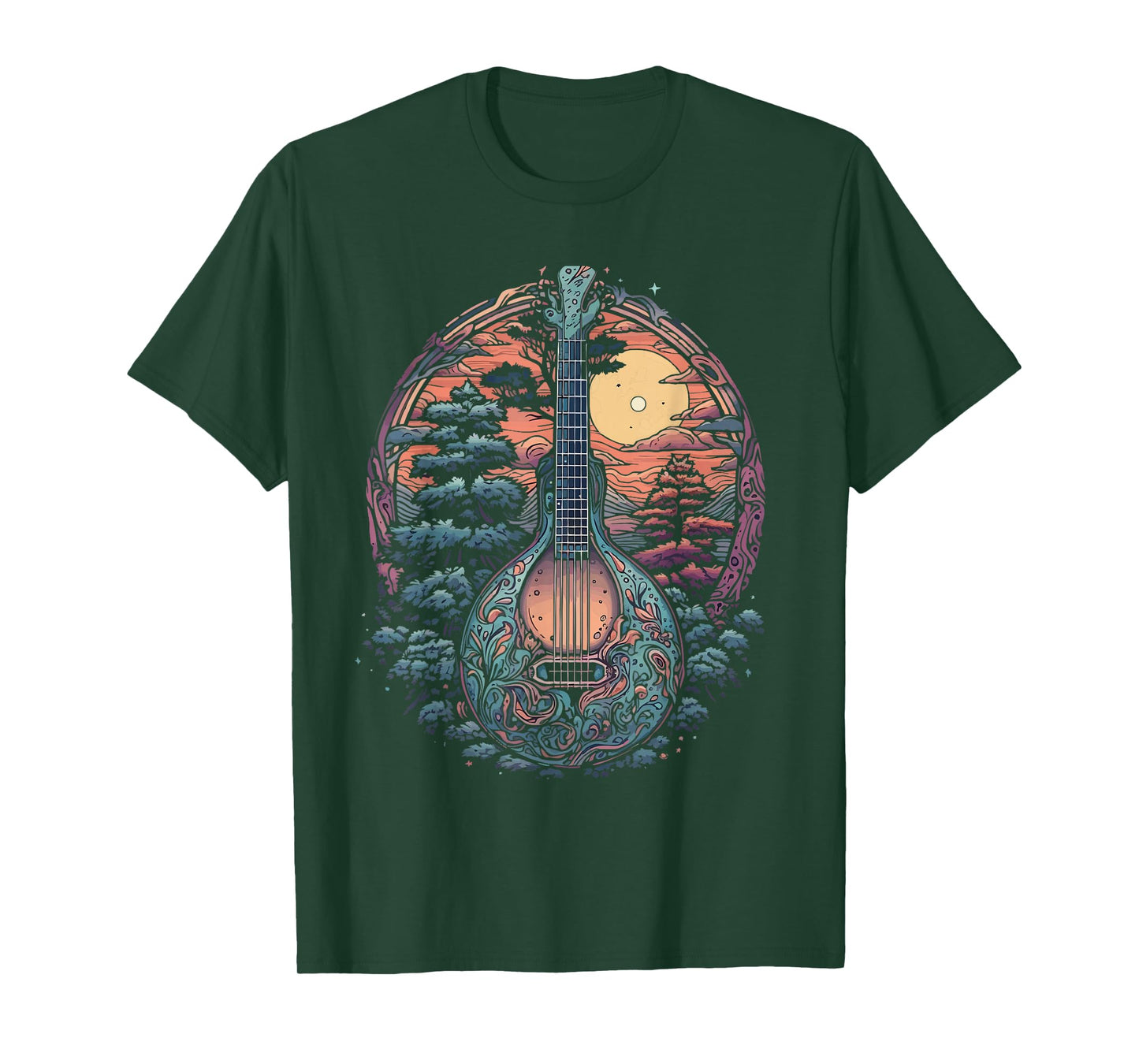 Retro Mandolin Guitar Nature Bluegrass Music Band Mando Art T-Shirt