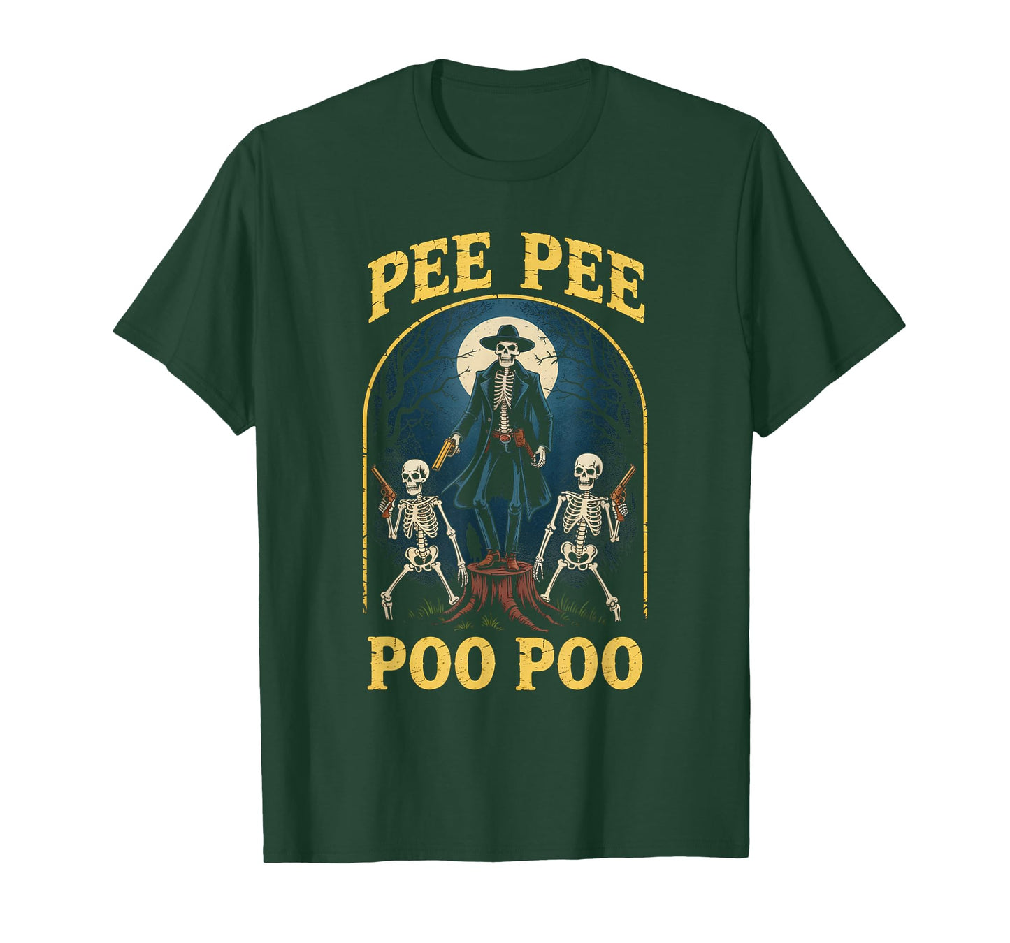 Skeleton Cowboy Pee Pee Poo Poo Western Humor Halloween T-Shirt