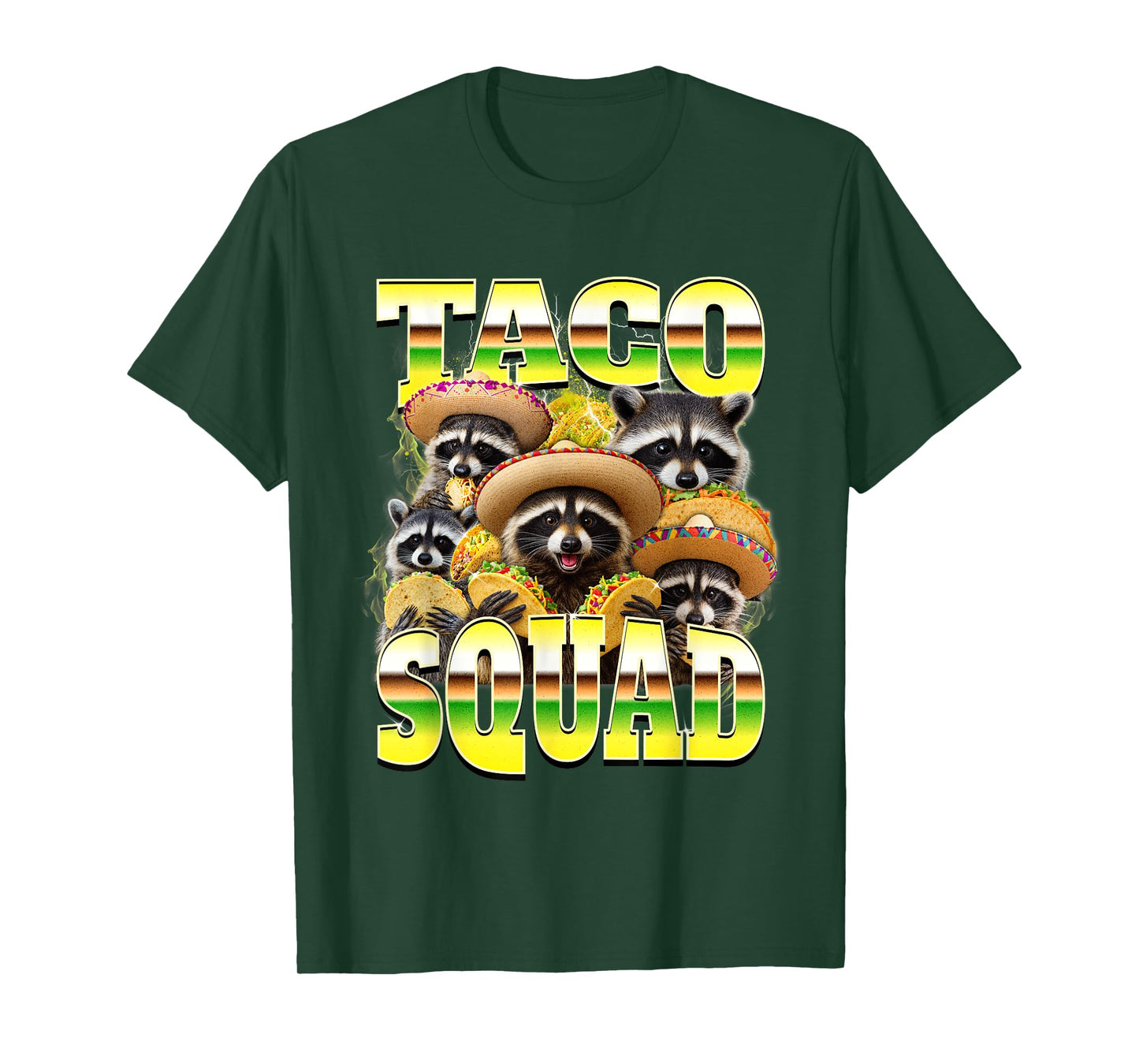 Mexican Food Lover Bootleg Raccoon Funny Taco Squad T-Shirt