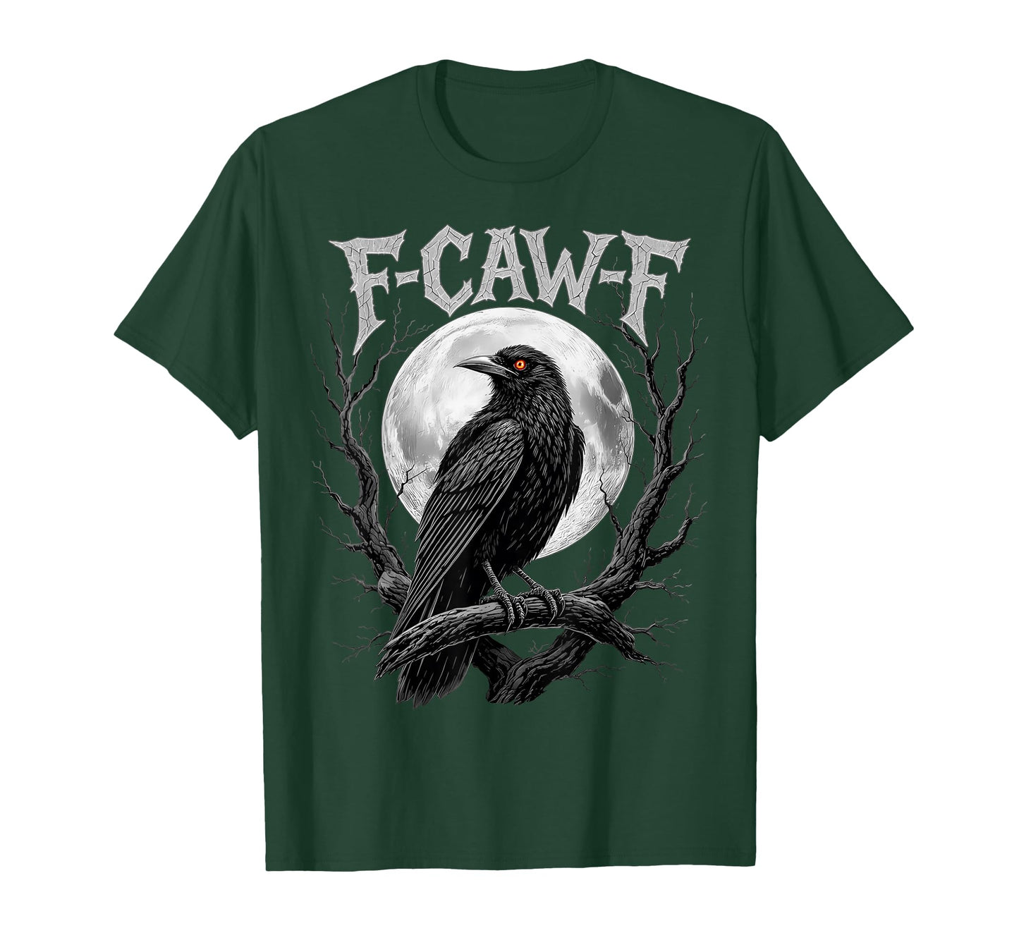 Black Crow F-Caw-F Funny Raven Gothic Adult Halloween Humor T-Shirt