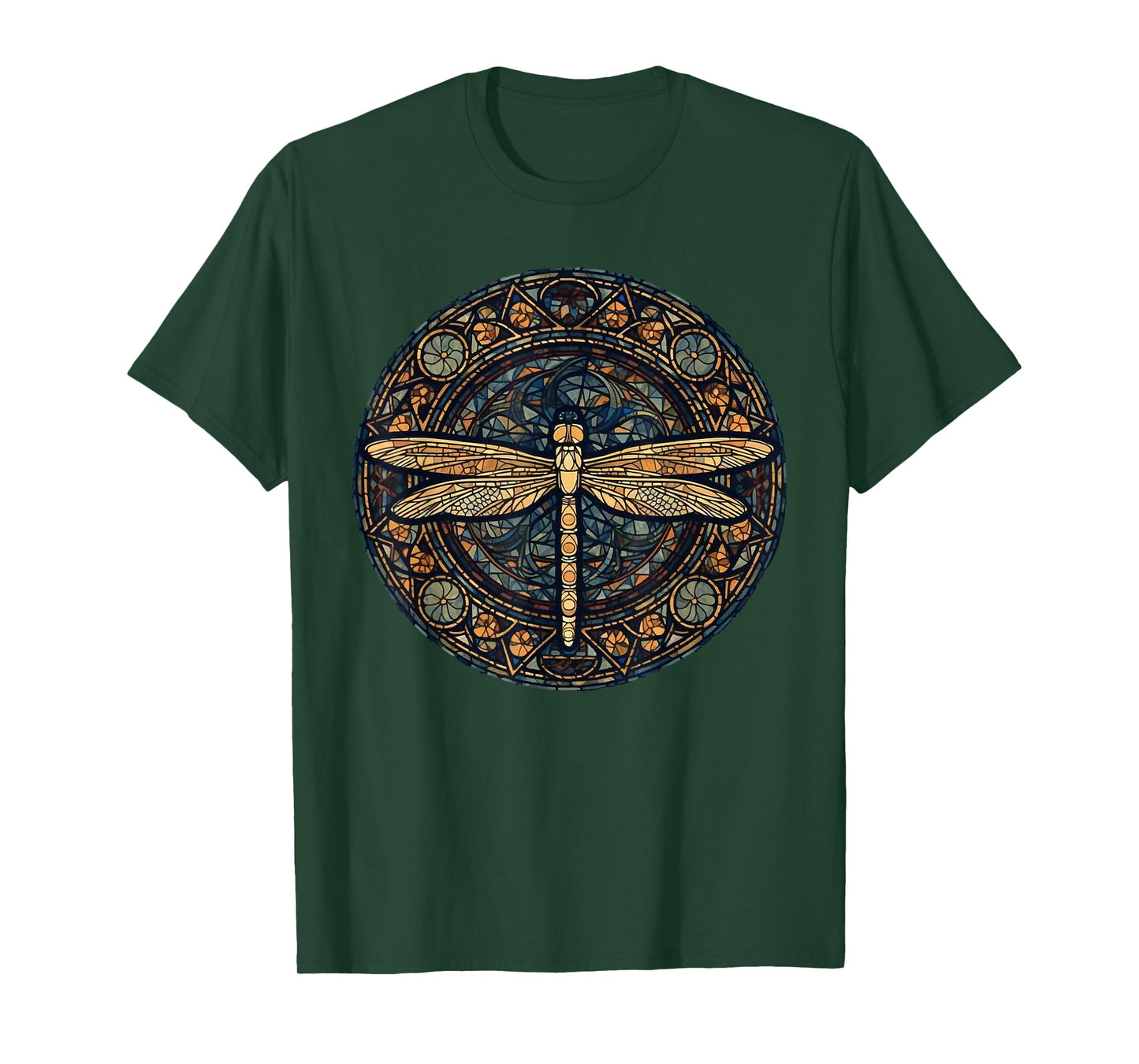Magical Dragonfly Lover Stained Glass Graphic Design Art T-Shirt