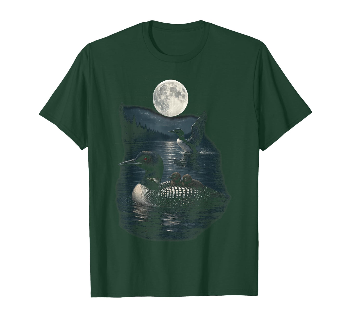 Loon Lake Moonlight Scenery for Nature Lovers T-Shirt