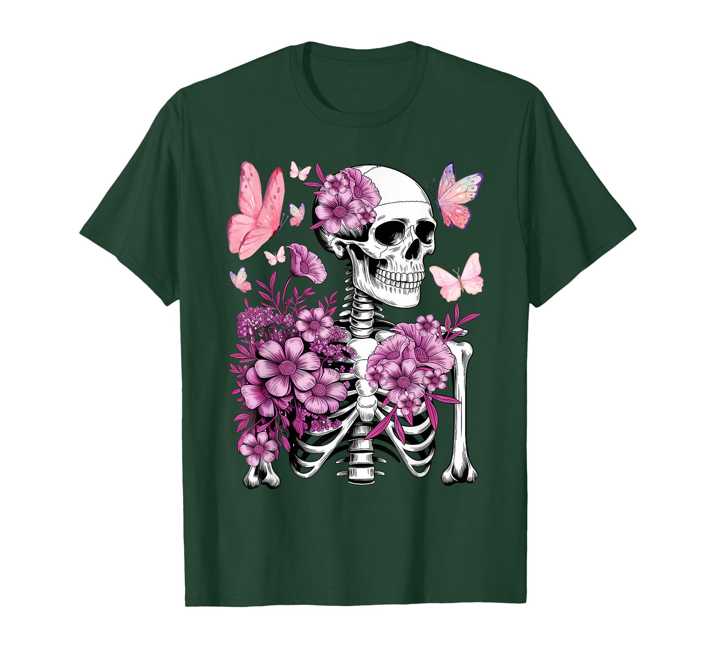 Flower Skeleton Floral Women Men Teenage Girls T-Shirt