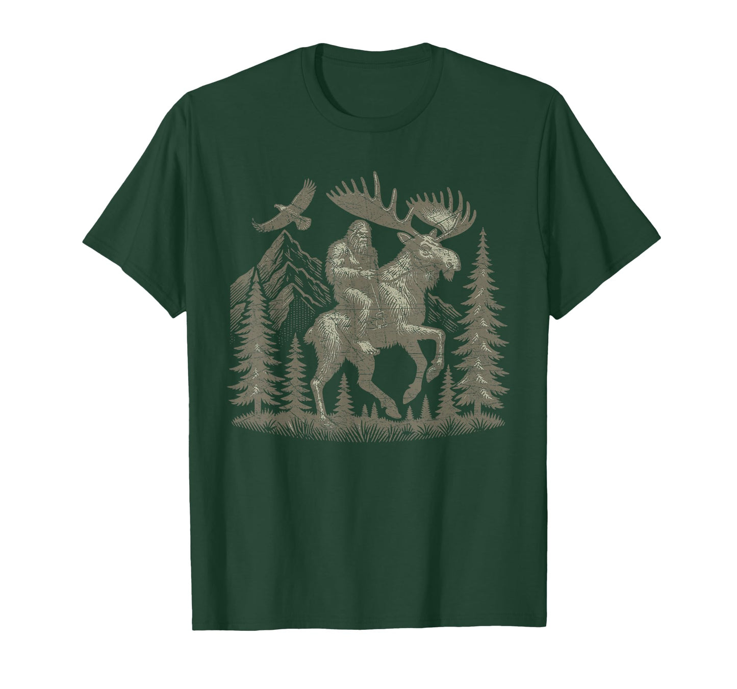 Bigfoot Riding Moose Mountain Adventure T-Shirt