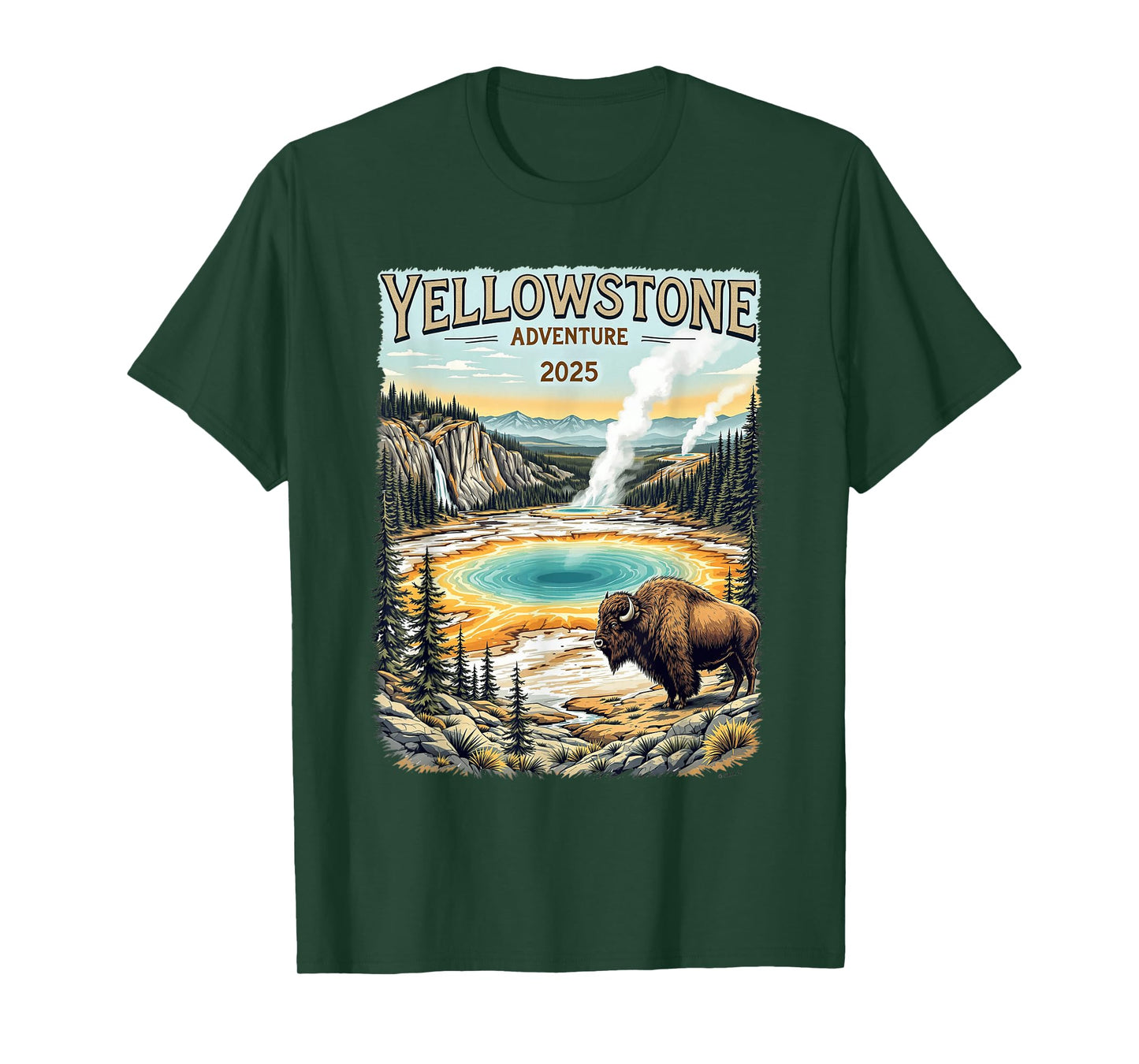 Yellowstone Adventure 2025 Bison Hot Spring T-Shirt