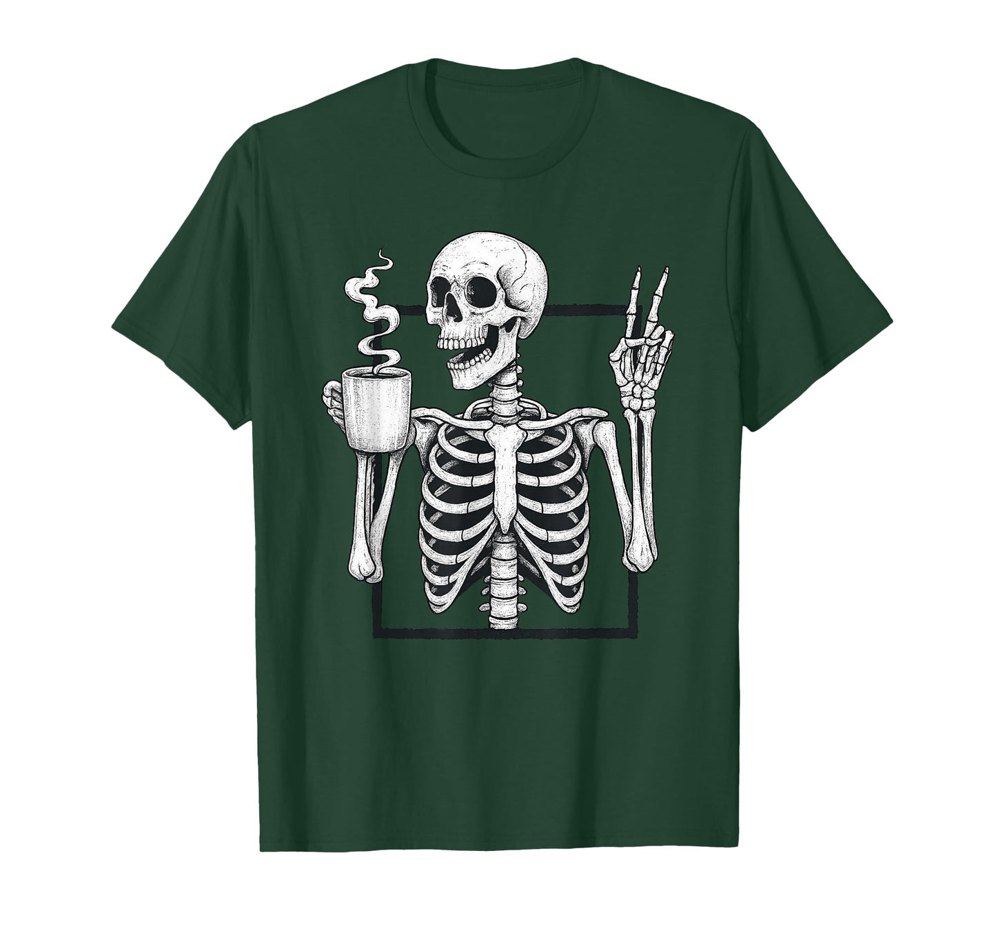 Funny Skeleton Coffee Design Halloween Spooky Caffeine T-Shirt