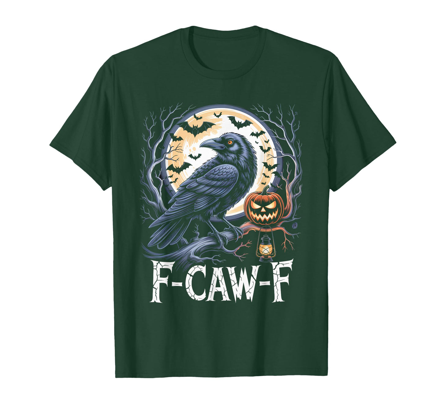F-Caw-F Halloween Crow Moon Funny FCAWF Spooky Vintage T-Shirt