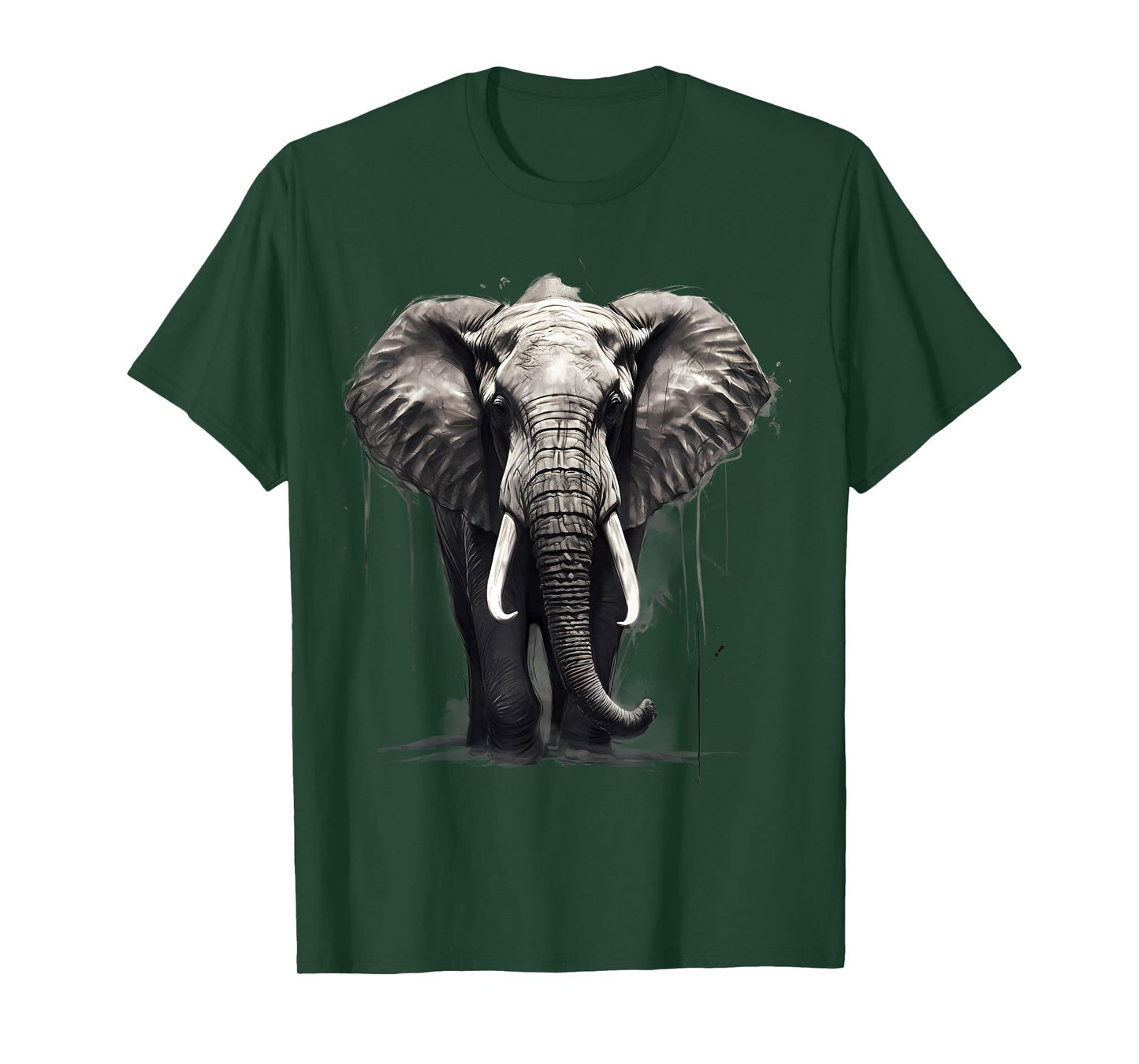 Elephant Safari Animal Print Motif Drawing Artwork Wildlife T-Shirt
