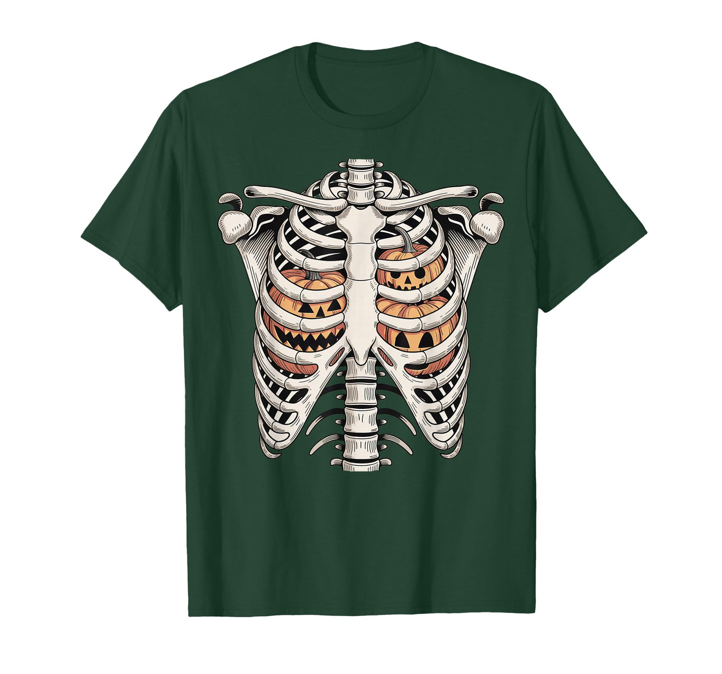 Pumpkin Rib Cage Skeleton Halloween X-Ray Anatomy Nurse T-Shirt