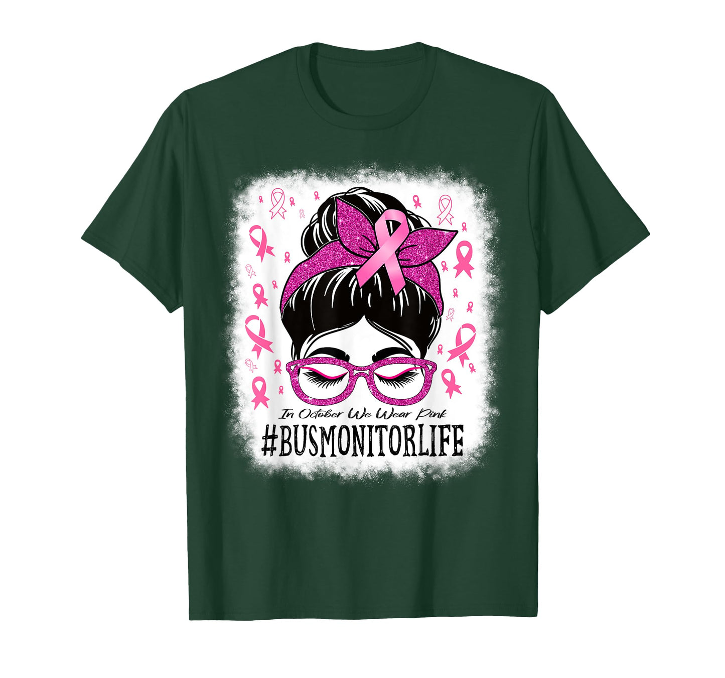 Bus Monitor In October We Wear Pink Breast Cancer Awareness T-Shirt
