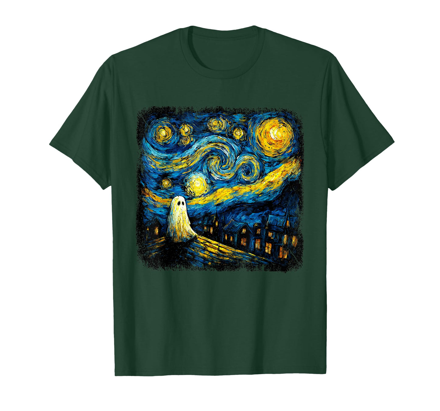 Funny Halloween Boo Sheet Ghost Starry Night Van Gogh Boys T-Shirt