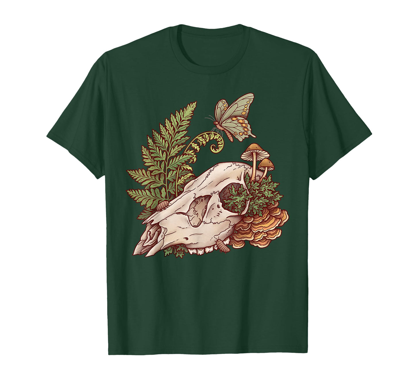 Deer Skull Vulture Culture Therian Furry Decay Green Witch T-Shirt