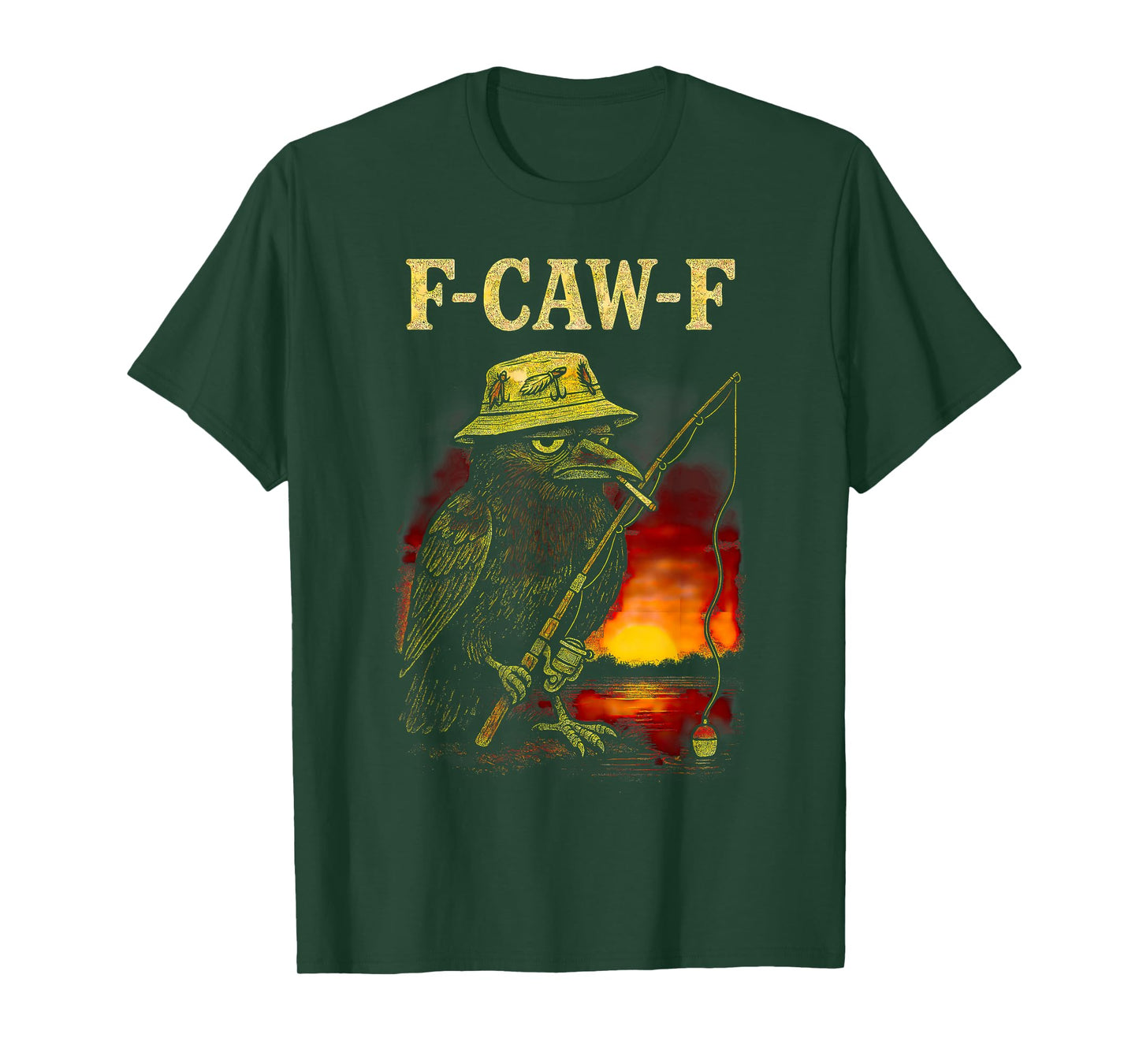 Funny Fisherman F Caw F Crow Fcawf Raven Fishing Bird F Awk T-Shirt