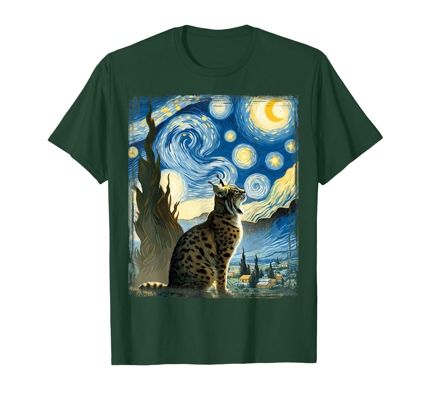 Artistic Bobcat Shirt Van Gogh Style Starry Night Bobcat T-Shirt
