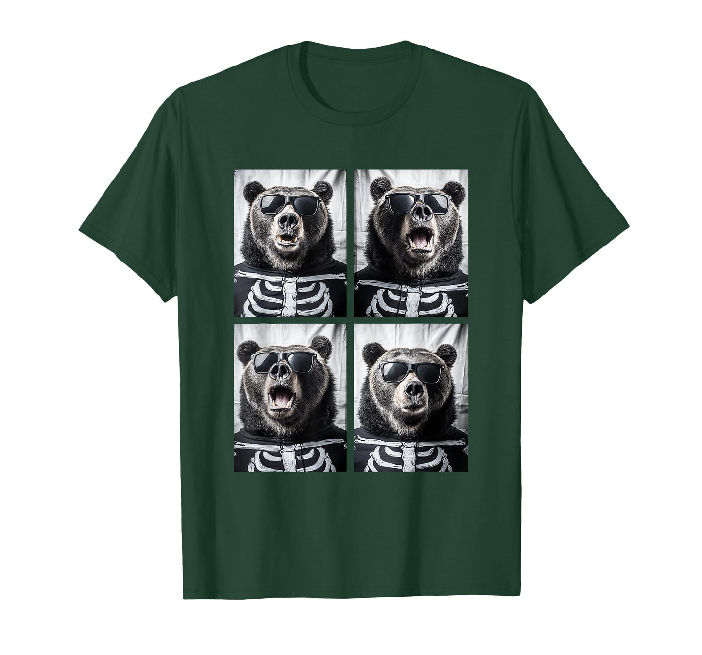 Cute Bears with Sunglasses Skeleton Costume Funny Halloween T-Shirt