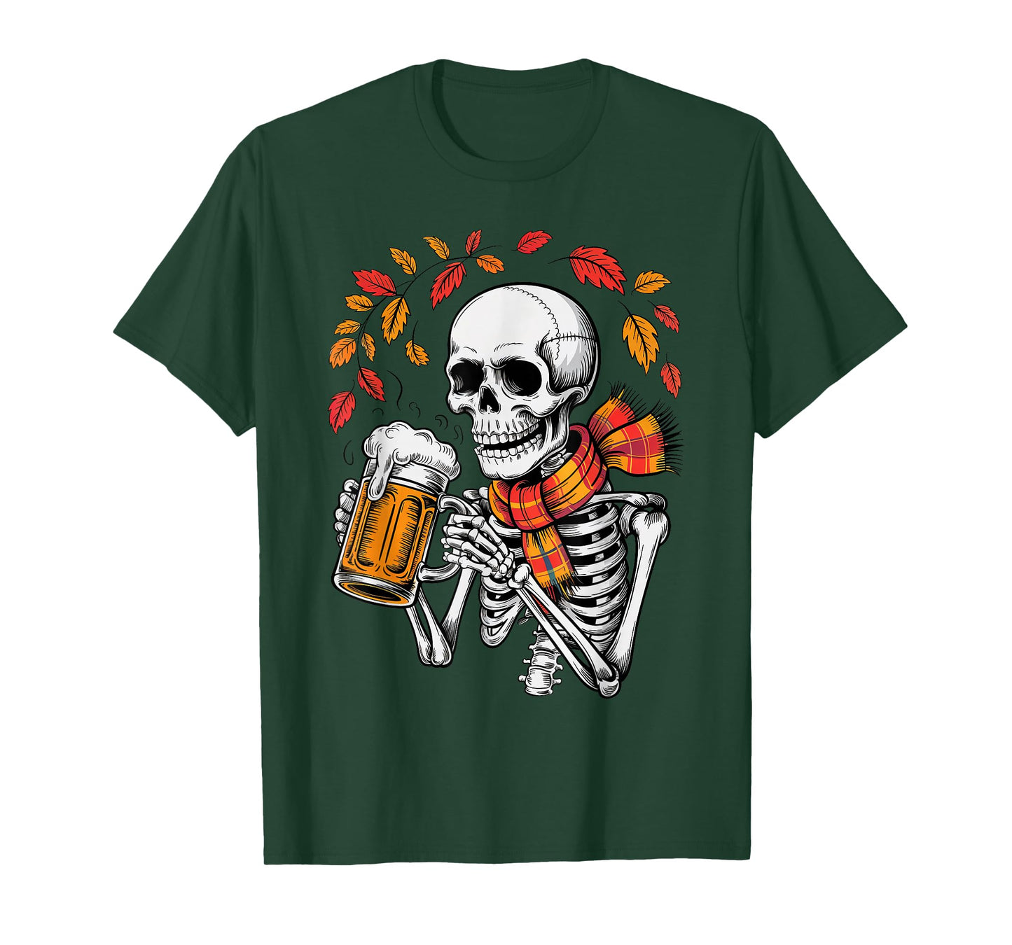Skeleton Drinking Beer Retro Halloween Costume Beer Drinker T-Shirt