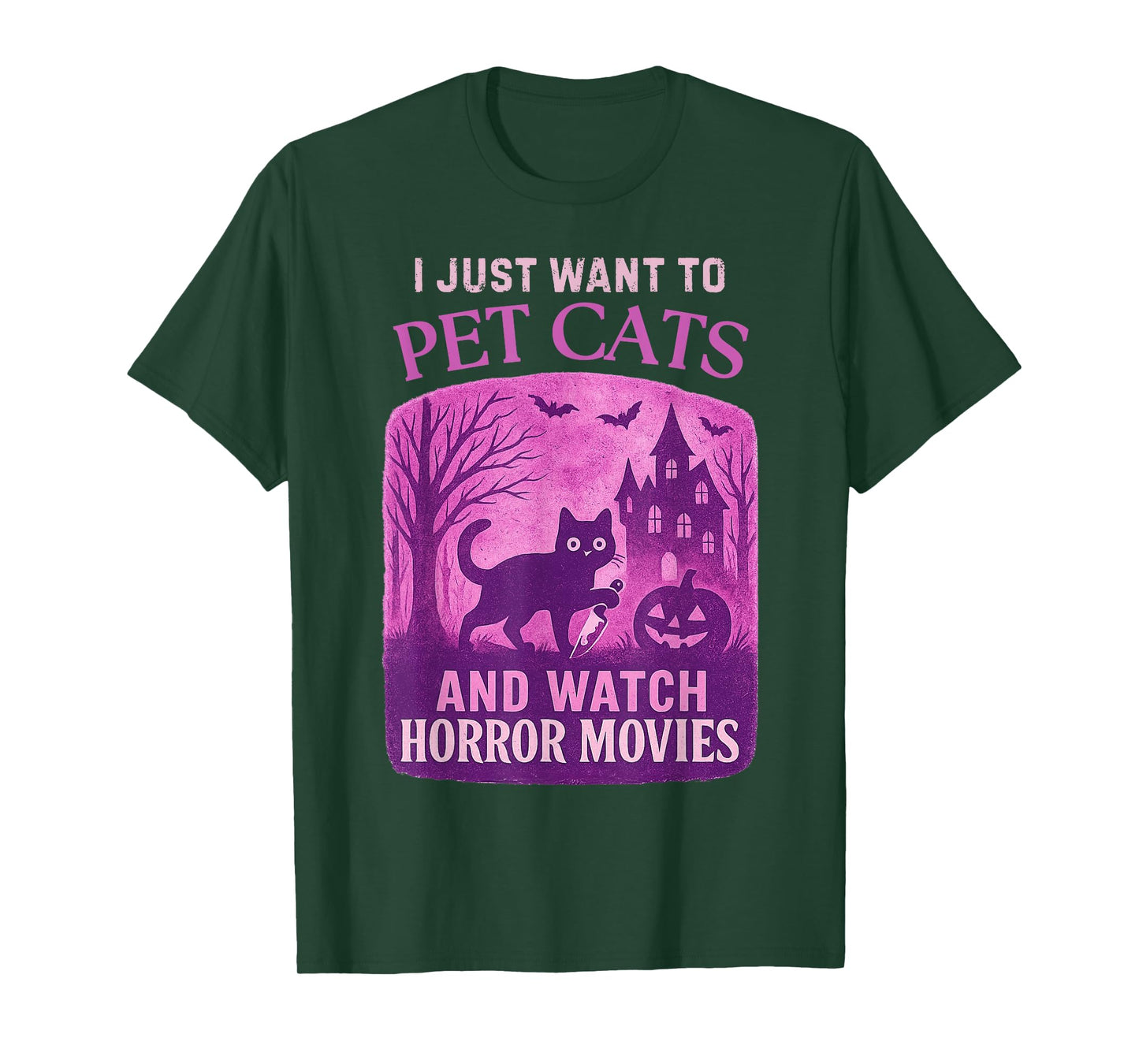 Murder Cat I Just Want to Pet Cats and Watch Horror Movies T-Shirt