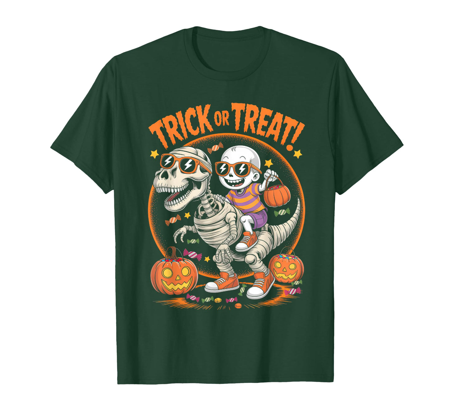 Trick Or Treat Dinosaur T Rex Halloween Cute Dino Halloween T-Shirt