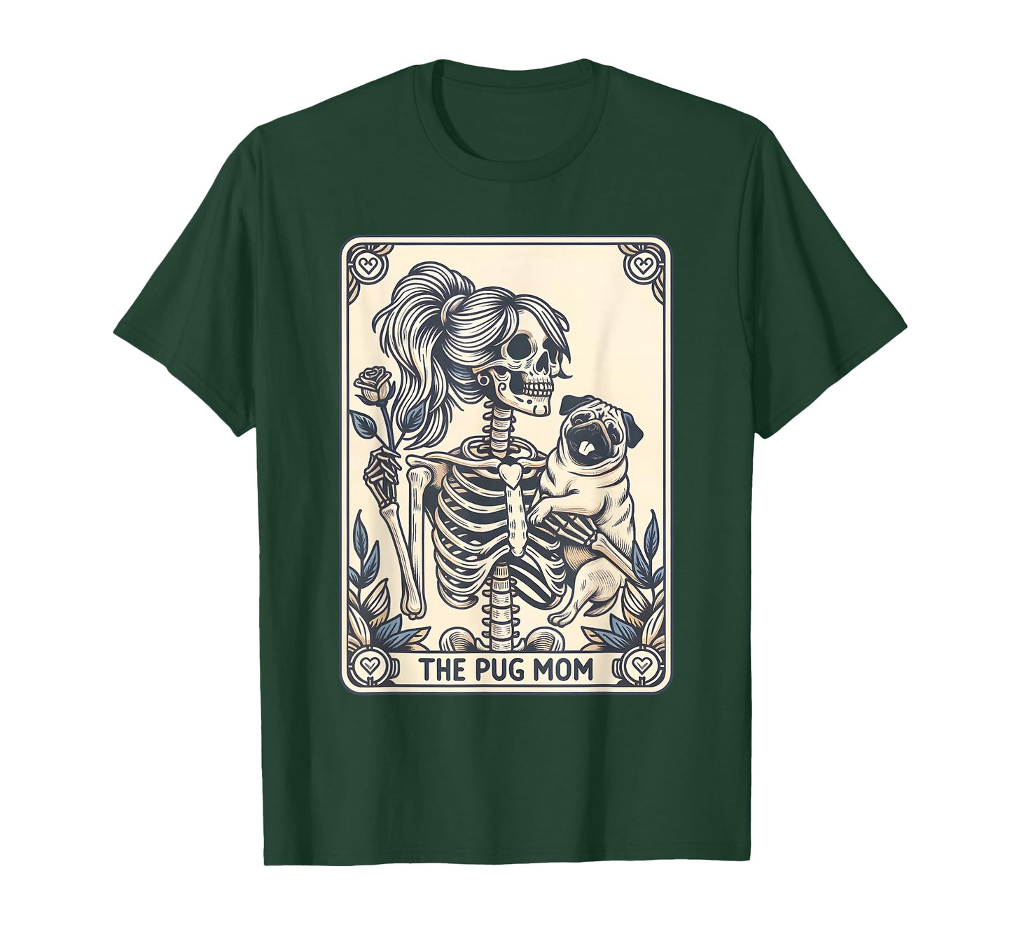 Pug Mom Tarot Card, Skeleton Pug Mom, Halloween Dog T-Shirt