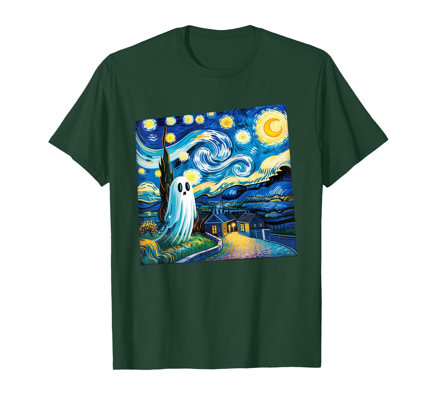 Funny Halloween Boo Sheet Ghost Starry Night Van Gogh Boys T-Shirt