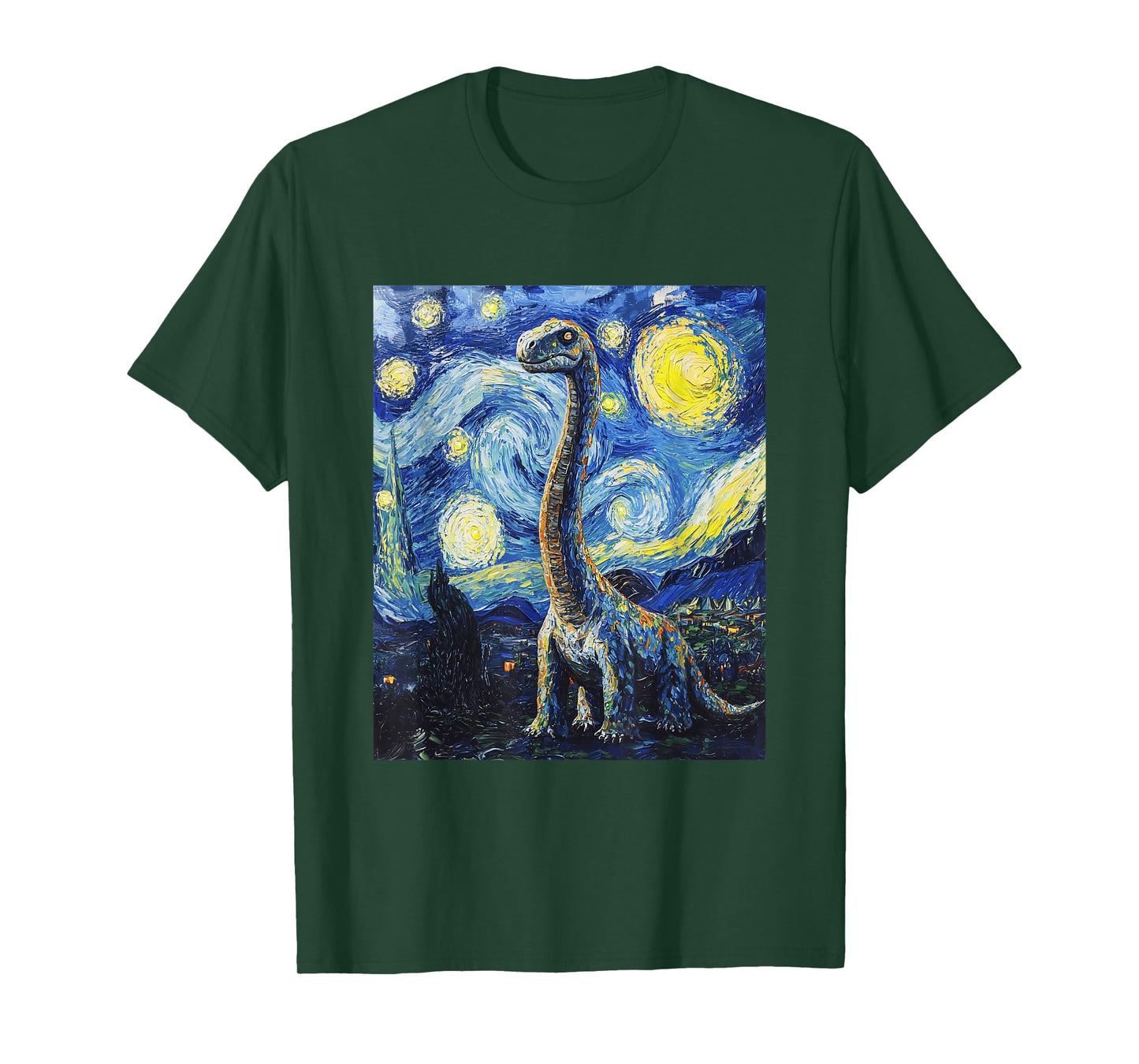 Brachiosaurus Dinosaur Dino - Van Gogh Style - Starry Night T-Shirt
