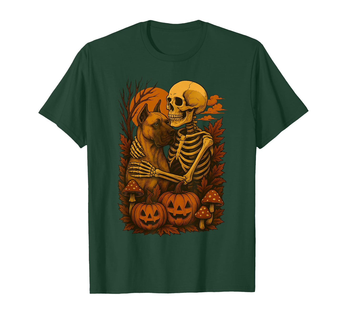 Skeleton Hugging Great Dane T-Shirt