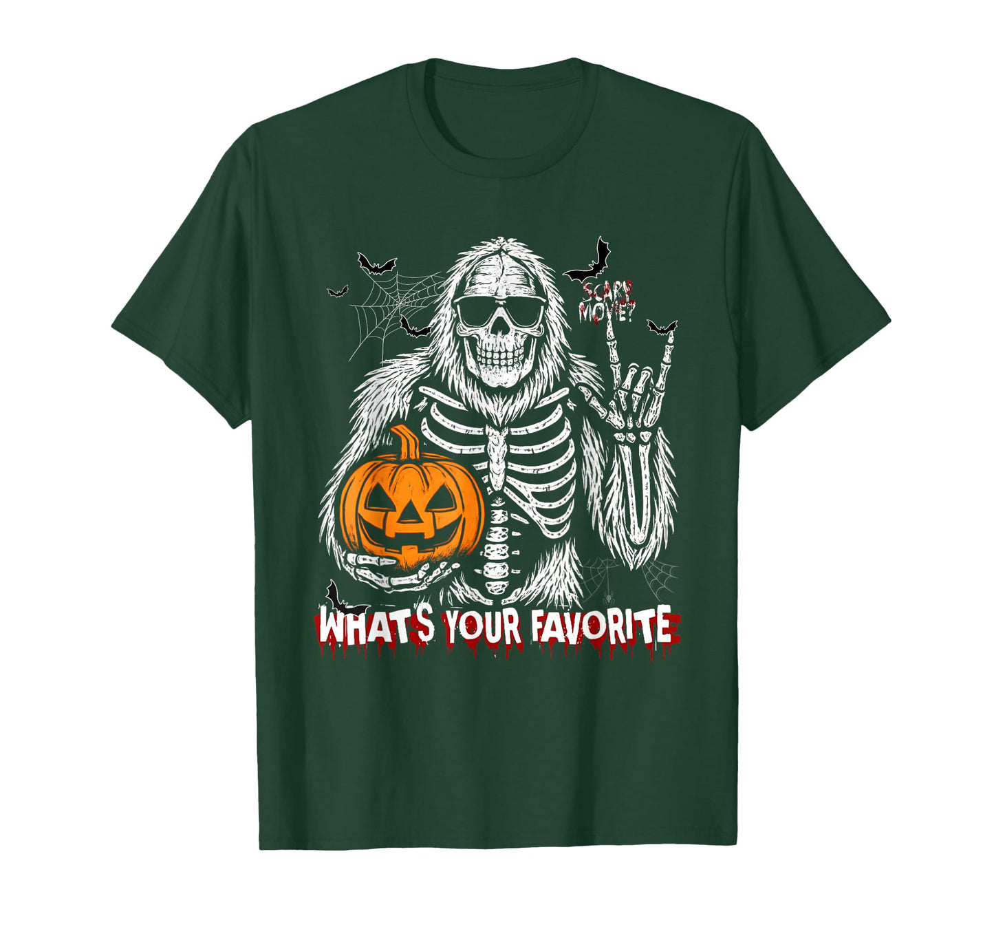 Spooky Bigfoot Jack O Lantern Skeleton Halloween Boys Mens T-Shirt