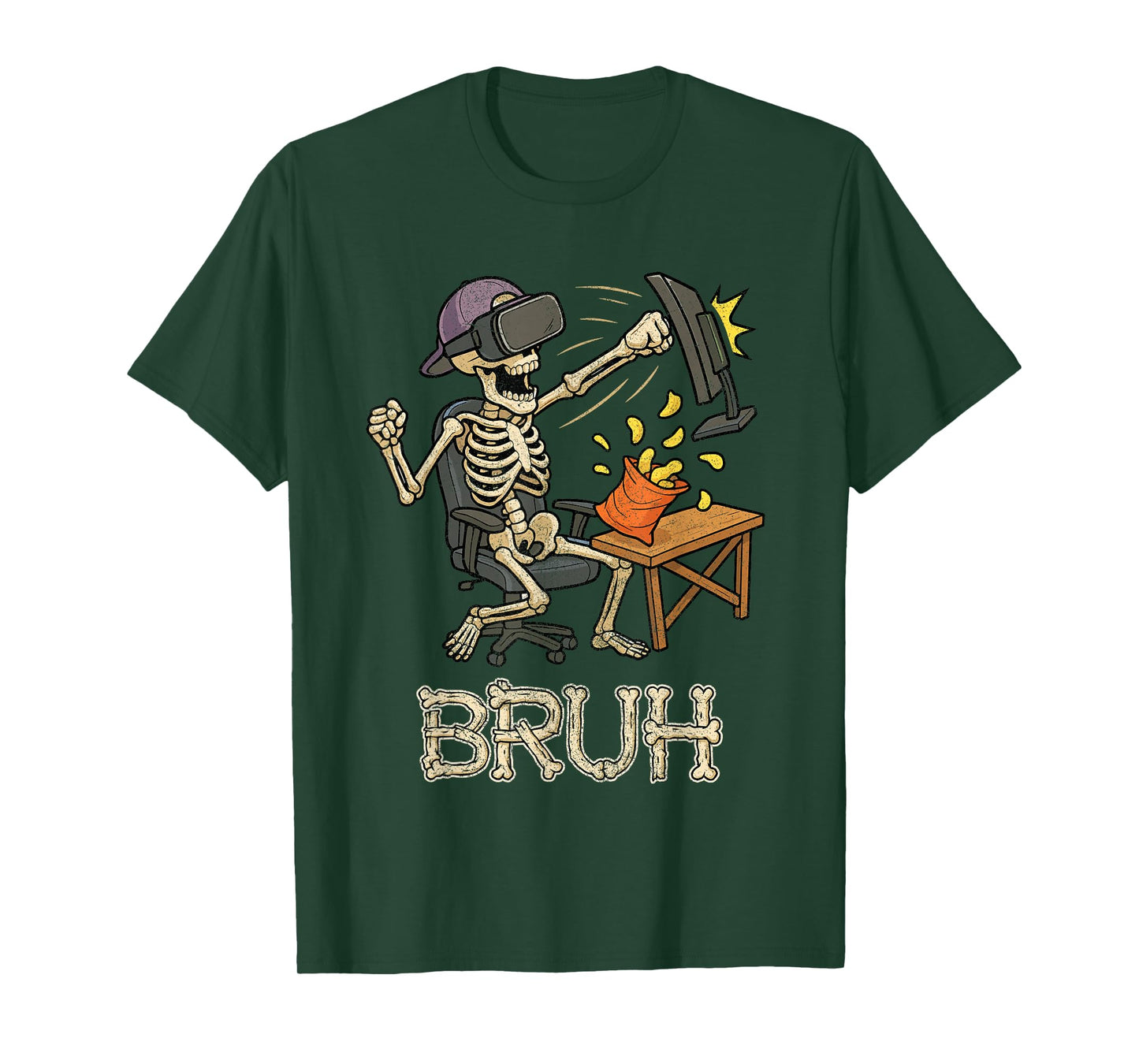 Funny Gamer Skeleton Gamer Teen Boys Video Gaming Bruh T-Shirt