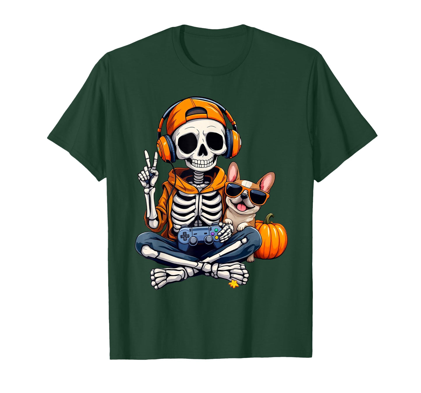 Halloween Skeleton Gamer Video Gaming Boys Men Kids Tees T-Shirt