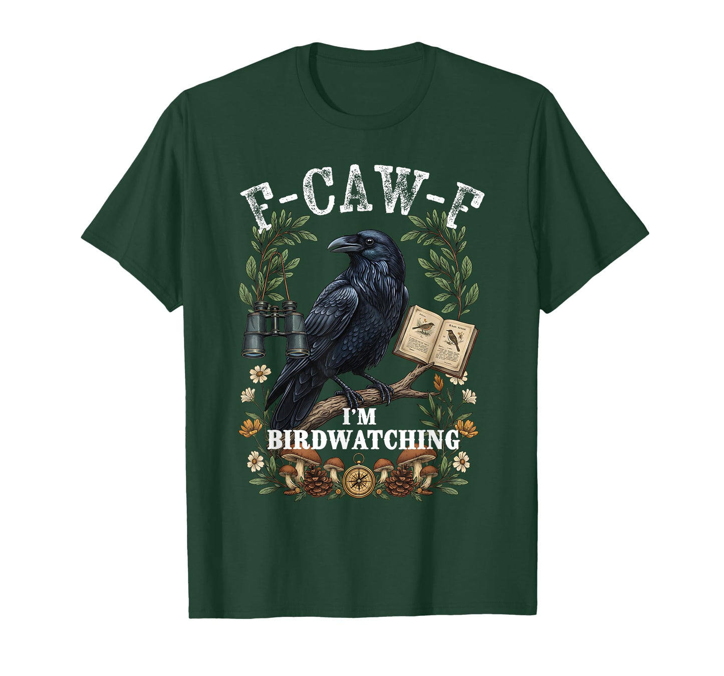 Retro F-Caw-F Black Crow Raven Saying for Birdwatching T-Shirt
