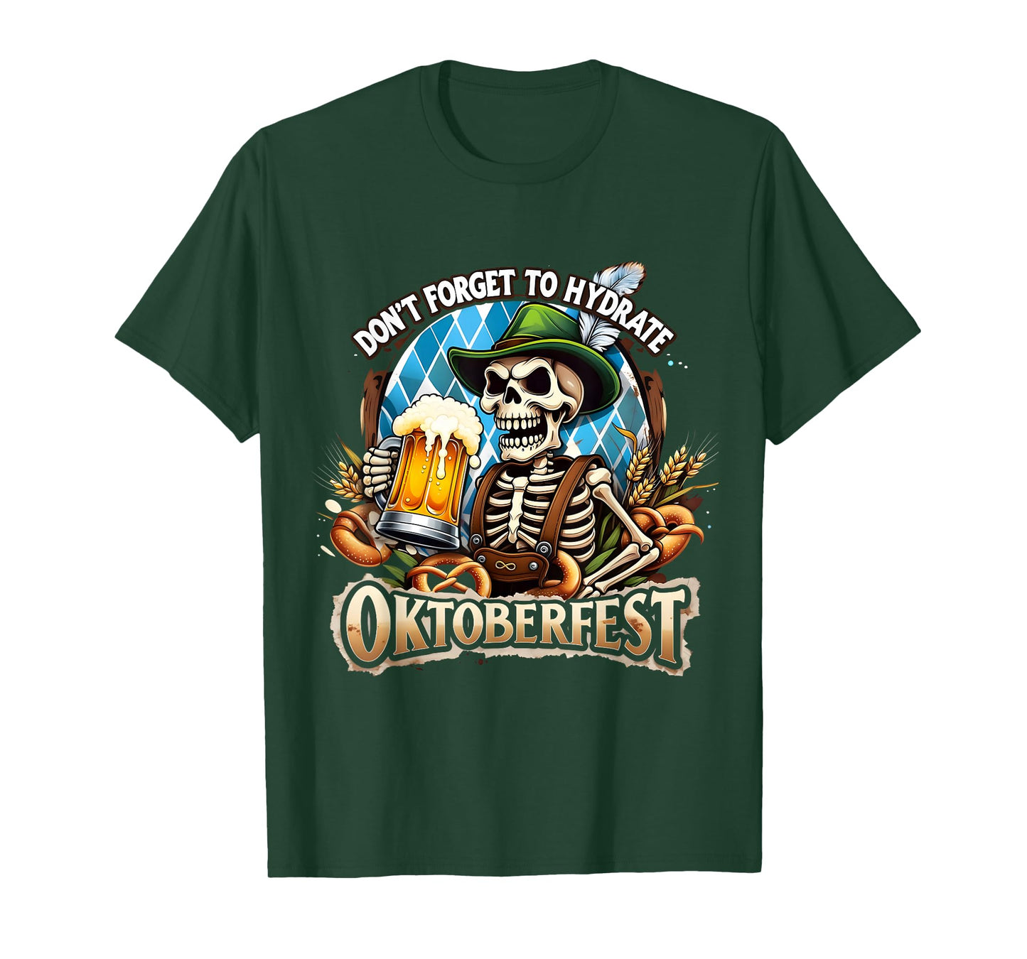 Oktoberfest Skeleton Funny Beer Drinking Hydrate T-Shirt