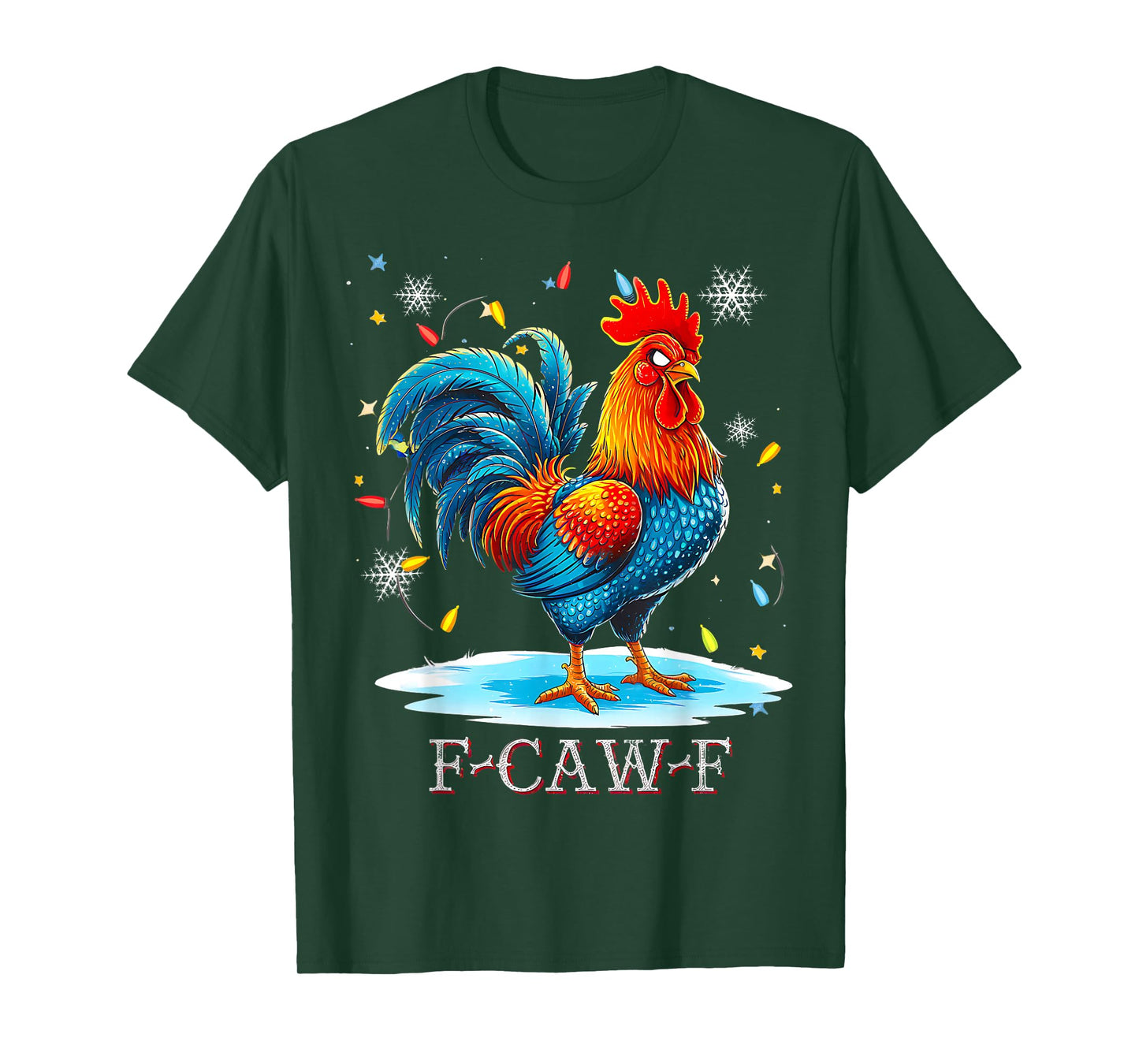 Christmas Rooster Chicken Santa Hat Funny Farm Humor Xmas T-Shirt
