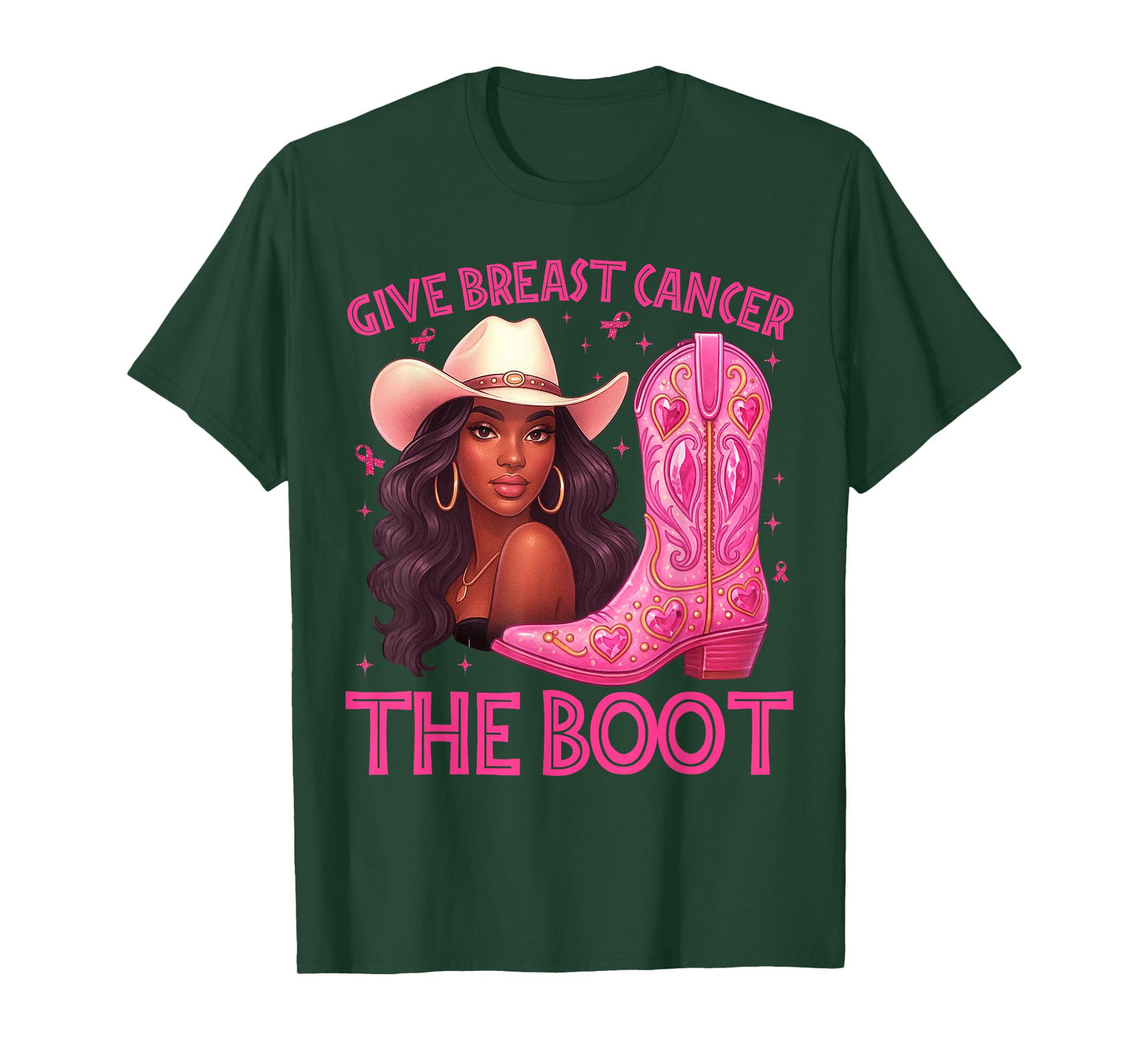 Kick Out Breast Cancer Western Boot T-Shirt