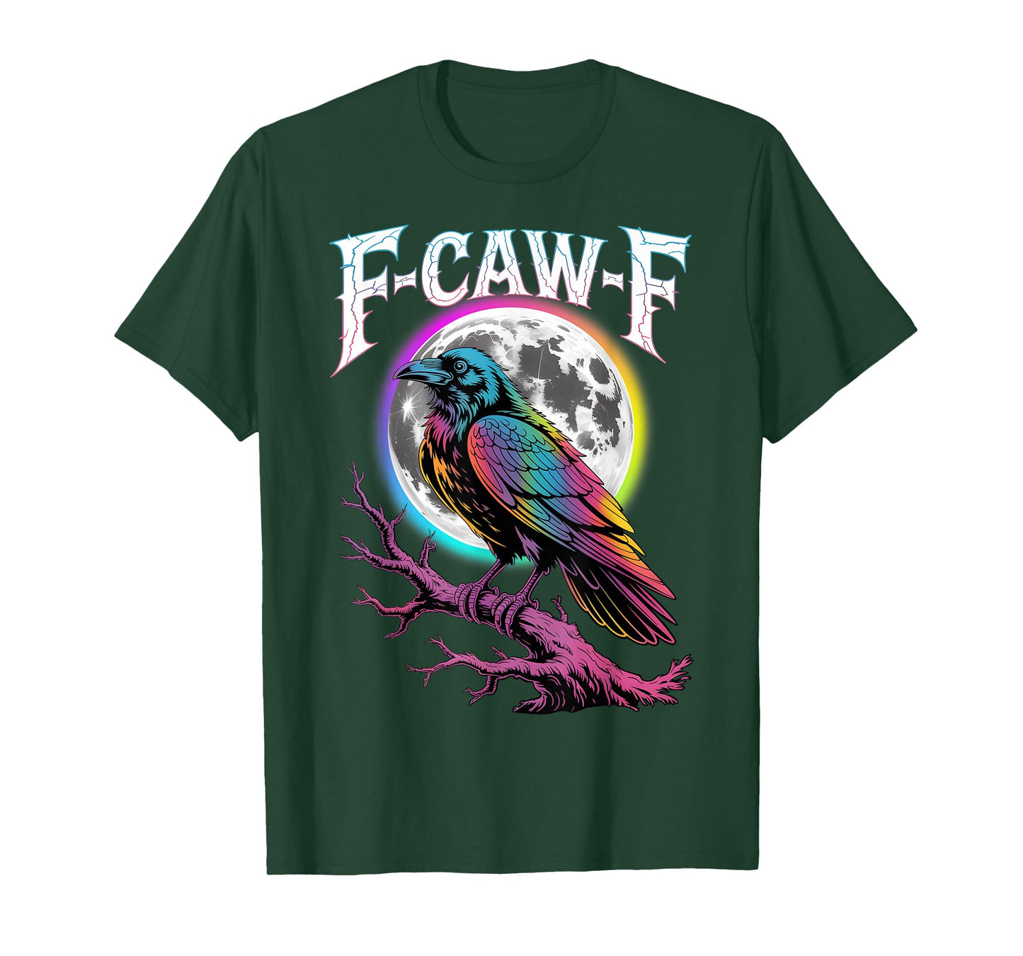 Halloween Crow Moon EDM Rave Black Bird F-Caw-F Adult Humor T-Shirt