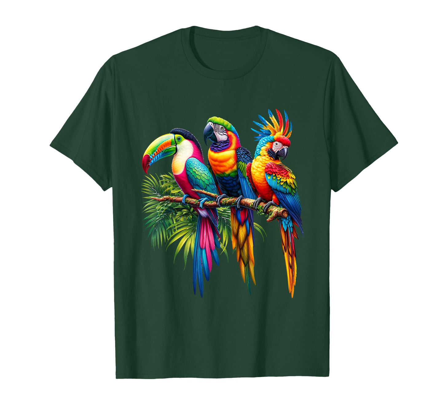 Vibrant Tropical Parrots – Exotic & Colorful Wildlife Art T-Shirt