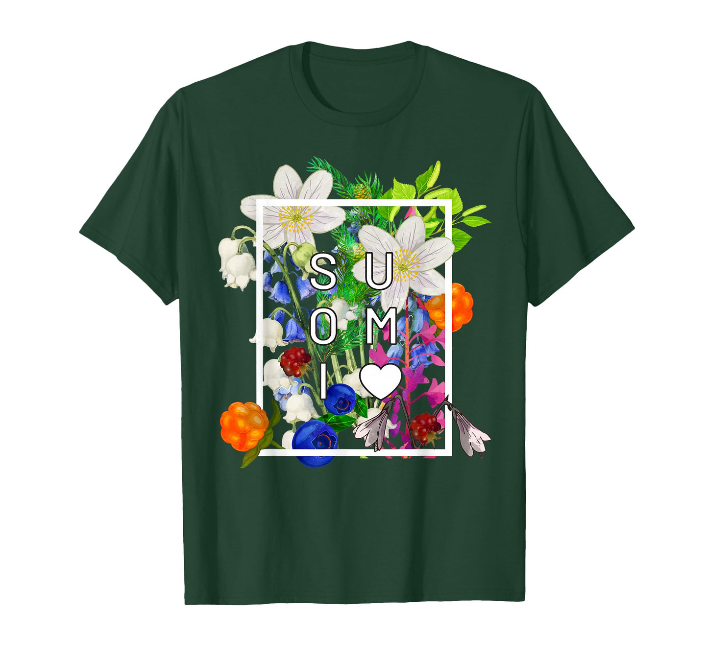 Flowers of Finland Word Art - Suomi Finnish Pride T-Shirt