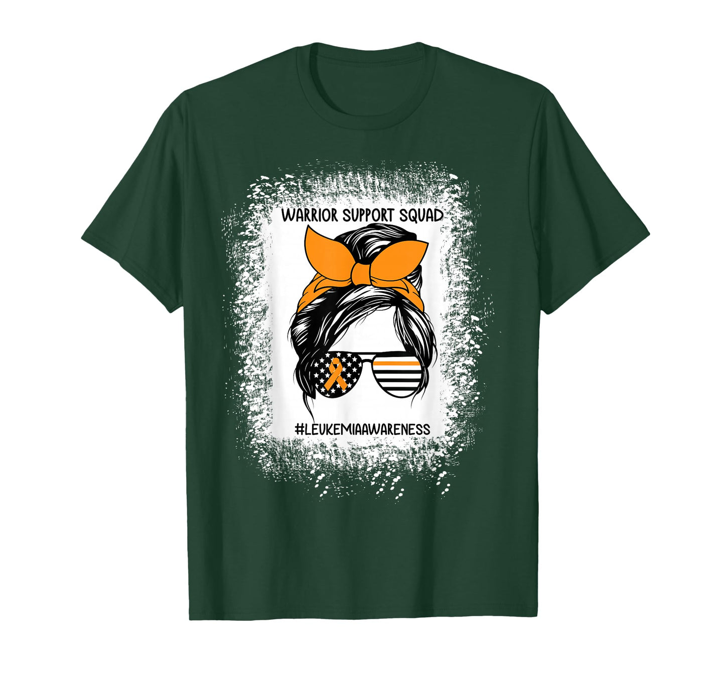 Leukemia Awareness Warrior Support Squad Messy Bun Sunglass T-Shirt