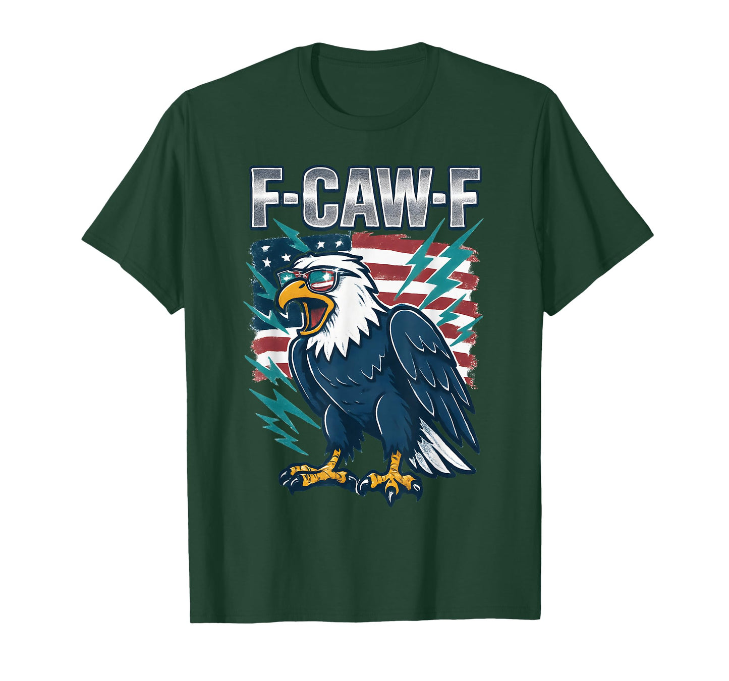 Eagle American Flag F-Caw-F Patriotic Red White and Blue T-Shirt