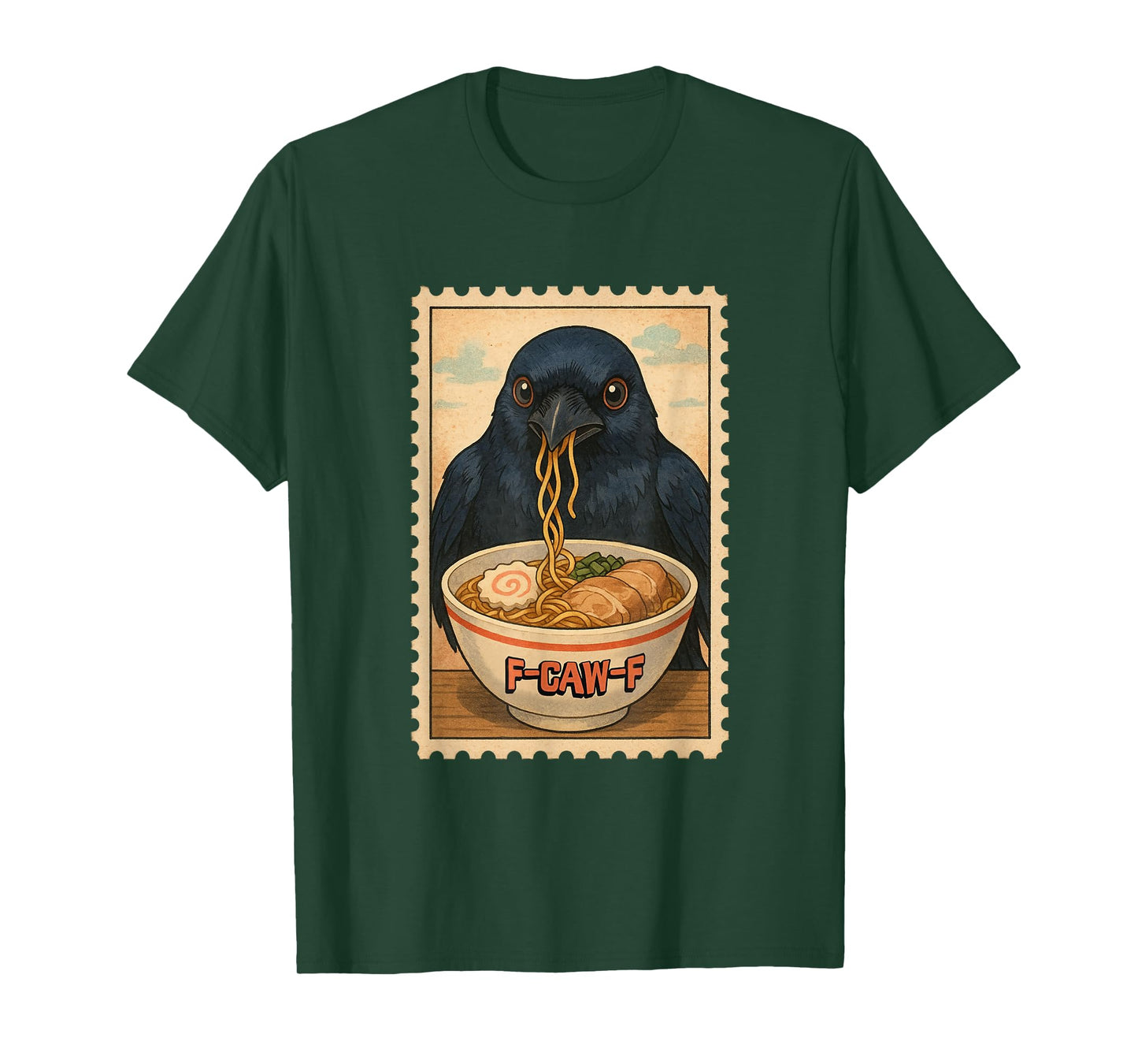 Funny Crow Bird – F-CAW-F Pun Japanese Food Lover T-Shirt