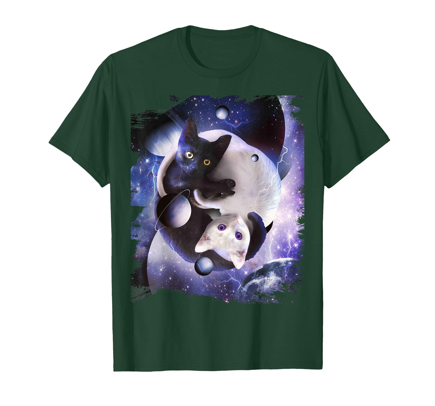 Space Yin Yang Cat Cats Cosmic Yin-Yang Kitty In Galaxy T-Shirt