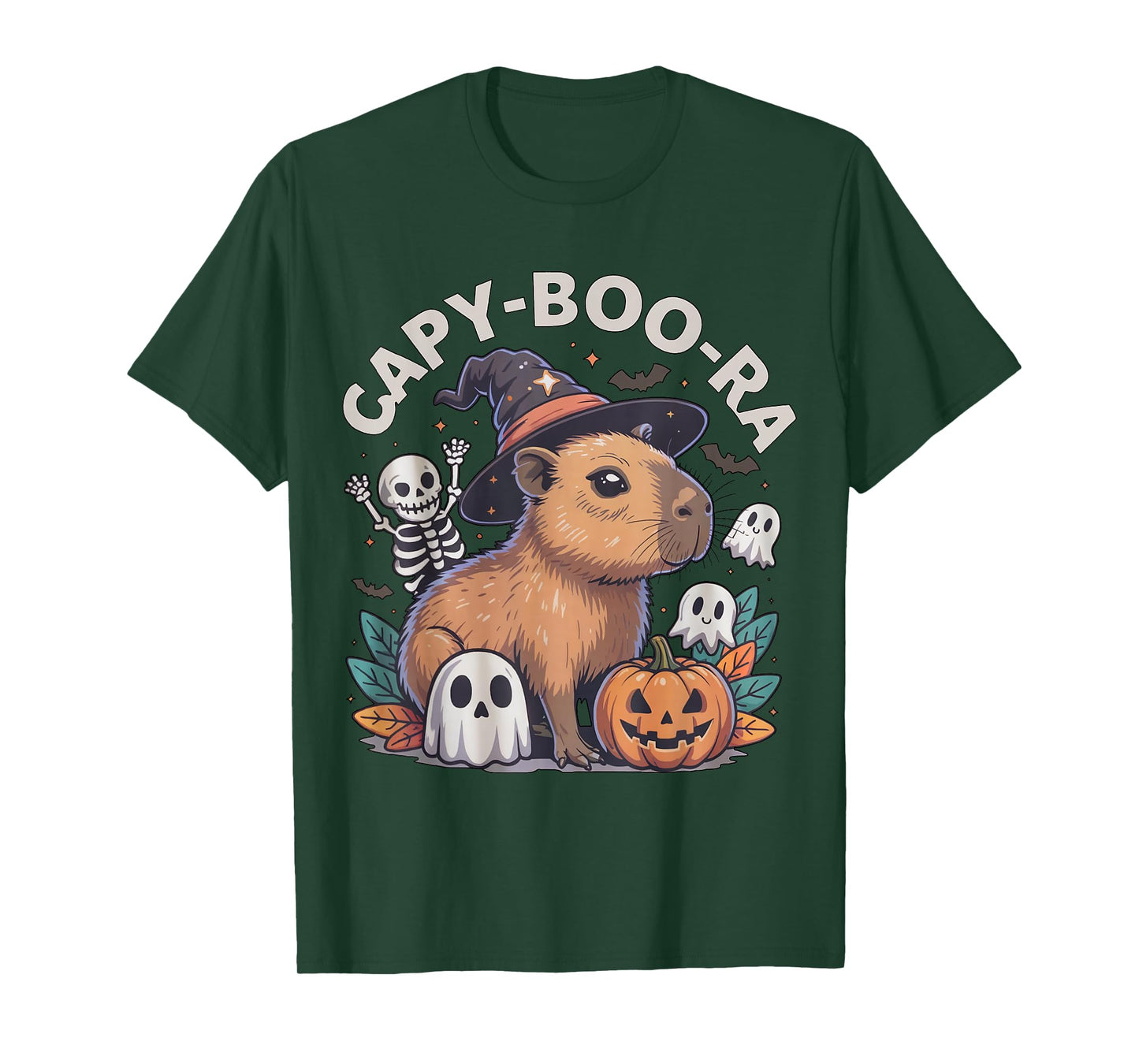 Funny Capybara Witch Hat Capy-Boo-ra Halloween Ghost Boo T-Shirt