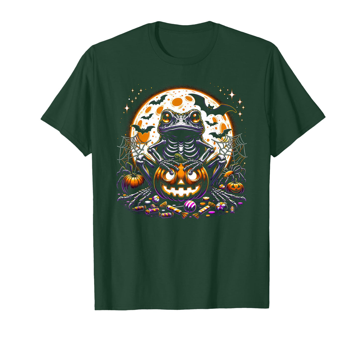Halloween Skeleton Toad Frog Creepy Spooky Animal Graphic T-Shirt