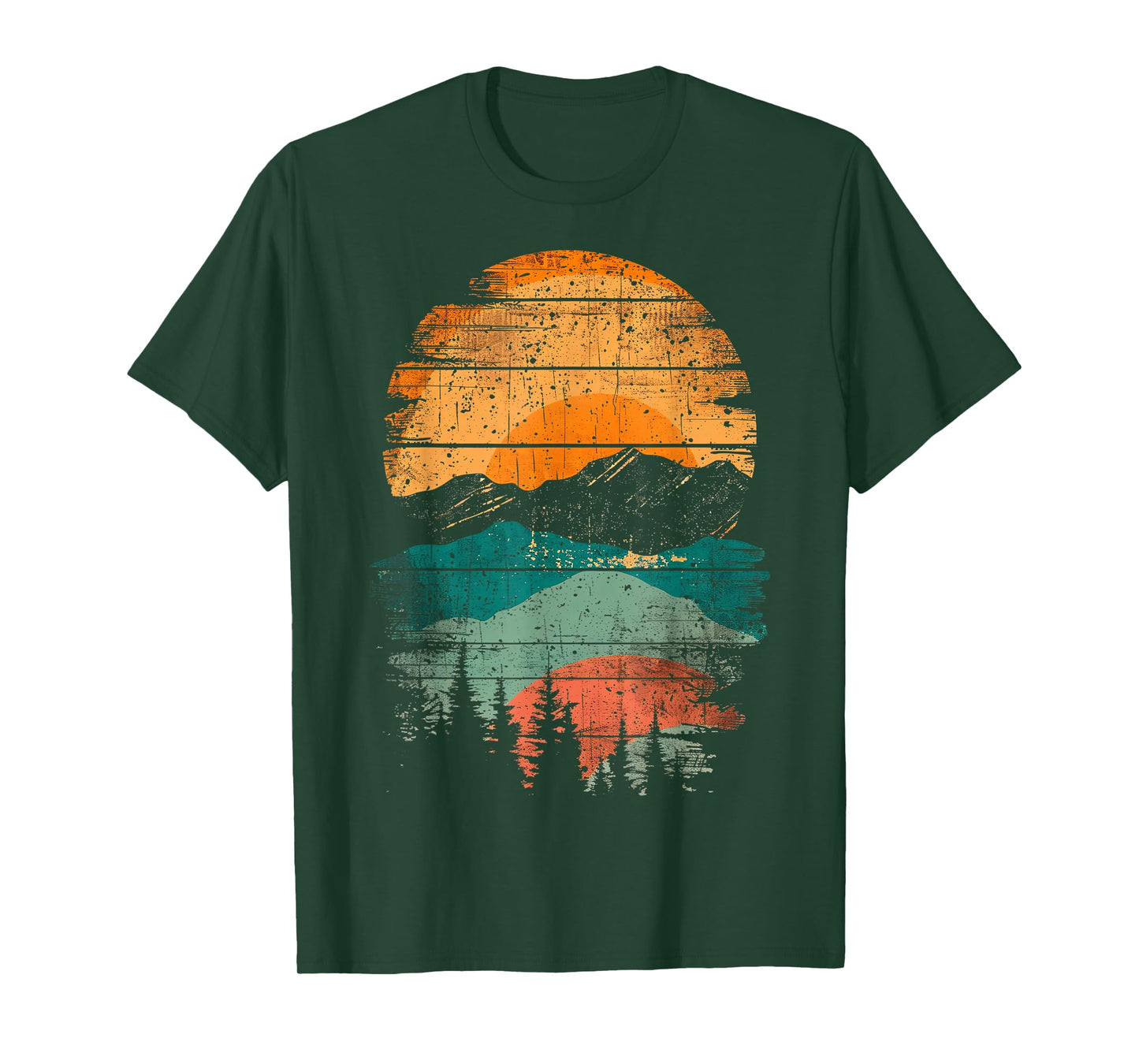 Sunset Orange Blue Distressed Nature T-Shirt