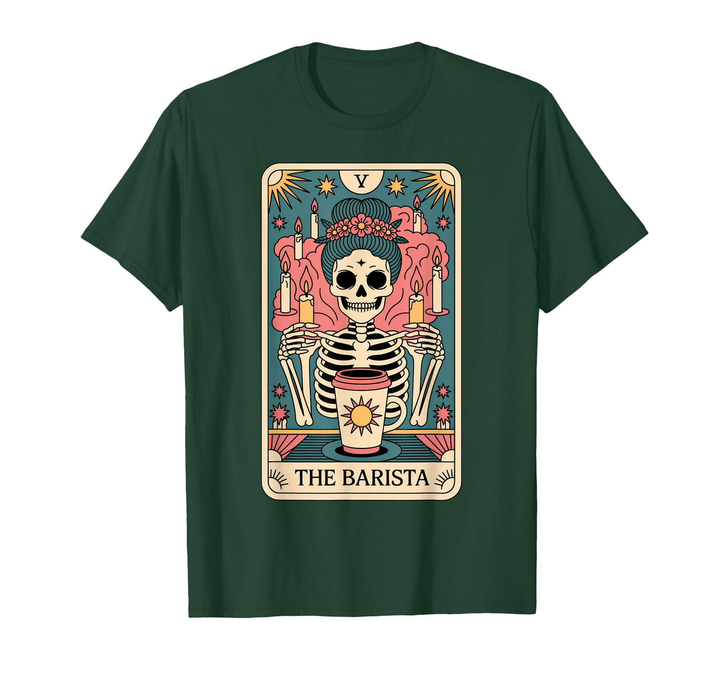 The Barista Skeleton Tarot Card Halloween Coffee Lover Shirt T-Shirt