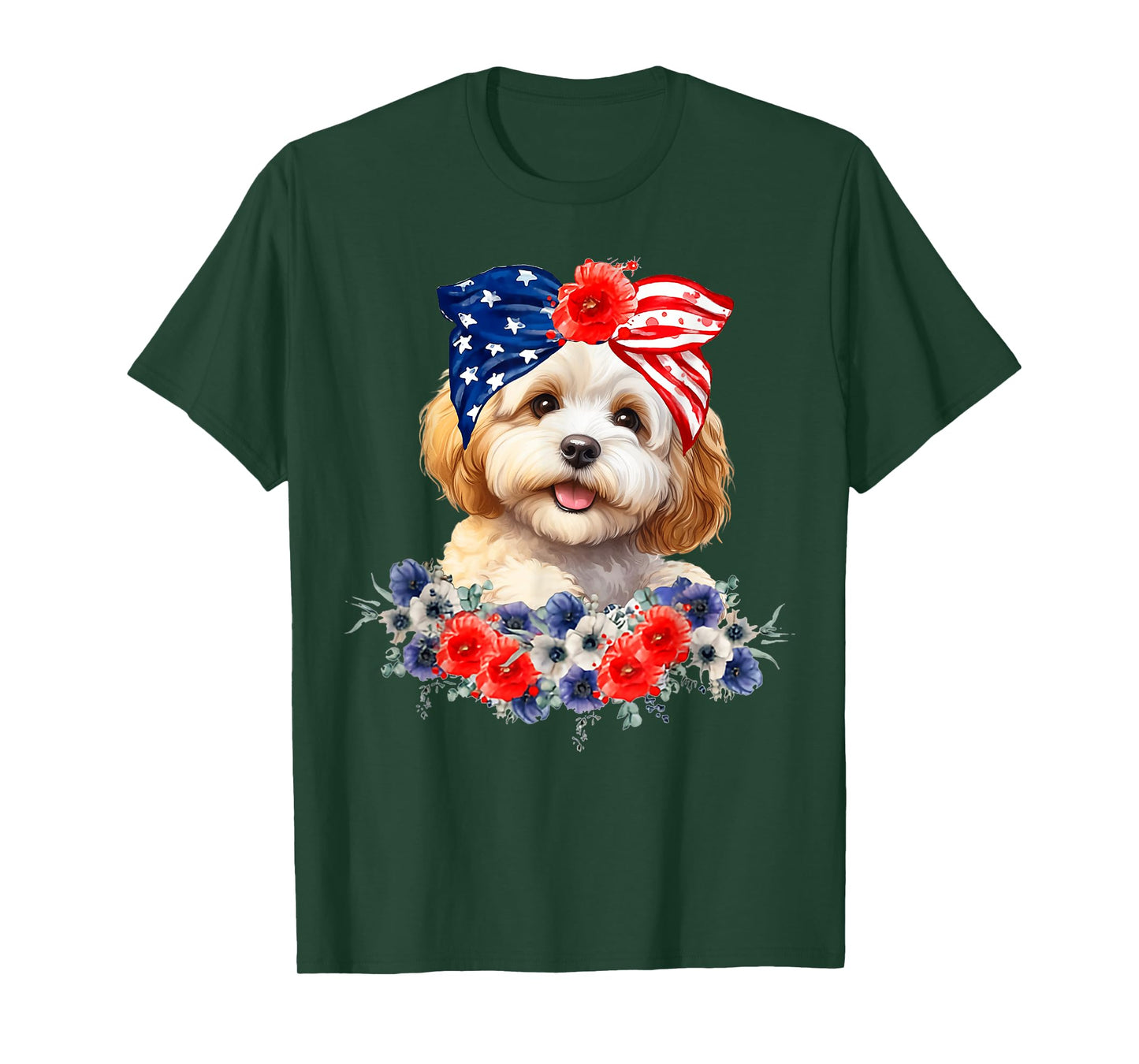 Cavapoo Dog Bandana American Flag 4th Of July T-Shirt