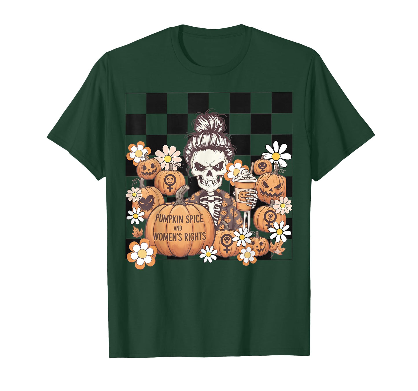 Pumpkin Spice and Women's Rights Skeleton Fall Feminist T-Shirt