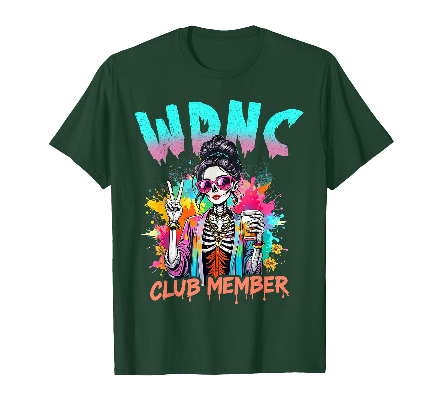WDNC Club Member Funny Halloween Skull Party Spooky Skeleton T-Shirt