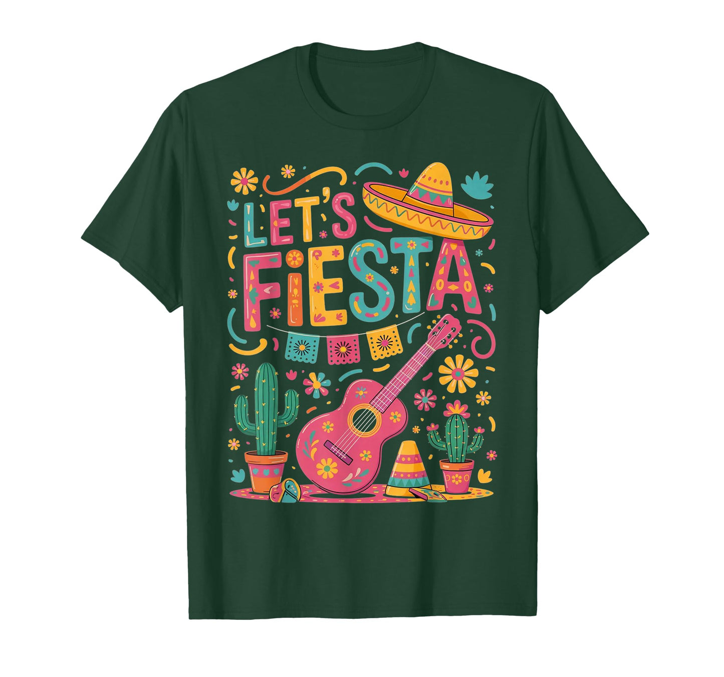 Let's Fiesta Cinco De Mayo Guitar Lover Mexican Party T-Shirt