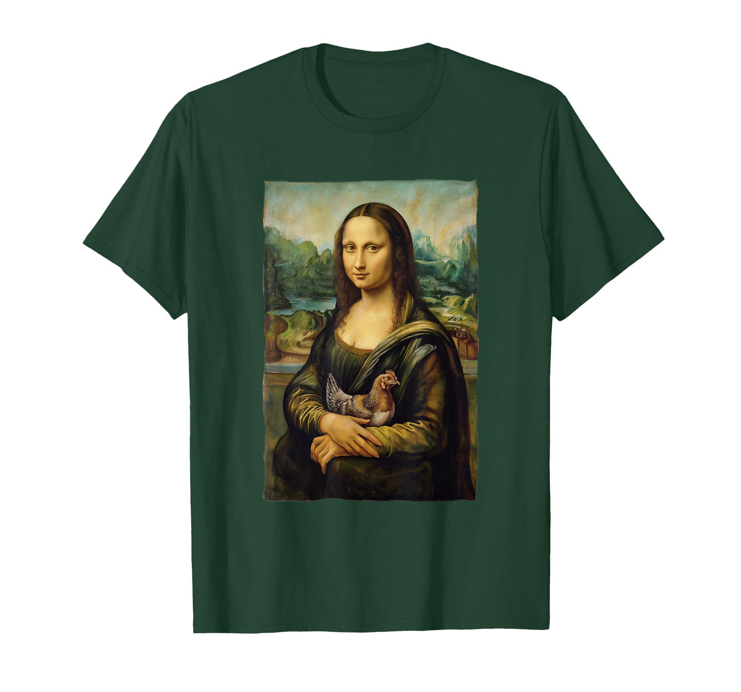 Mona Lisa Holding Chicken Portrait Art Painting T-Shirt