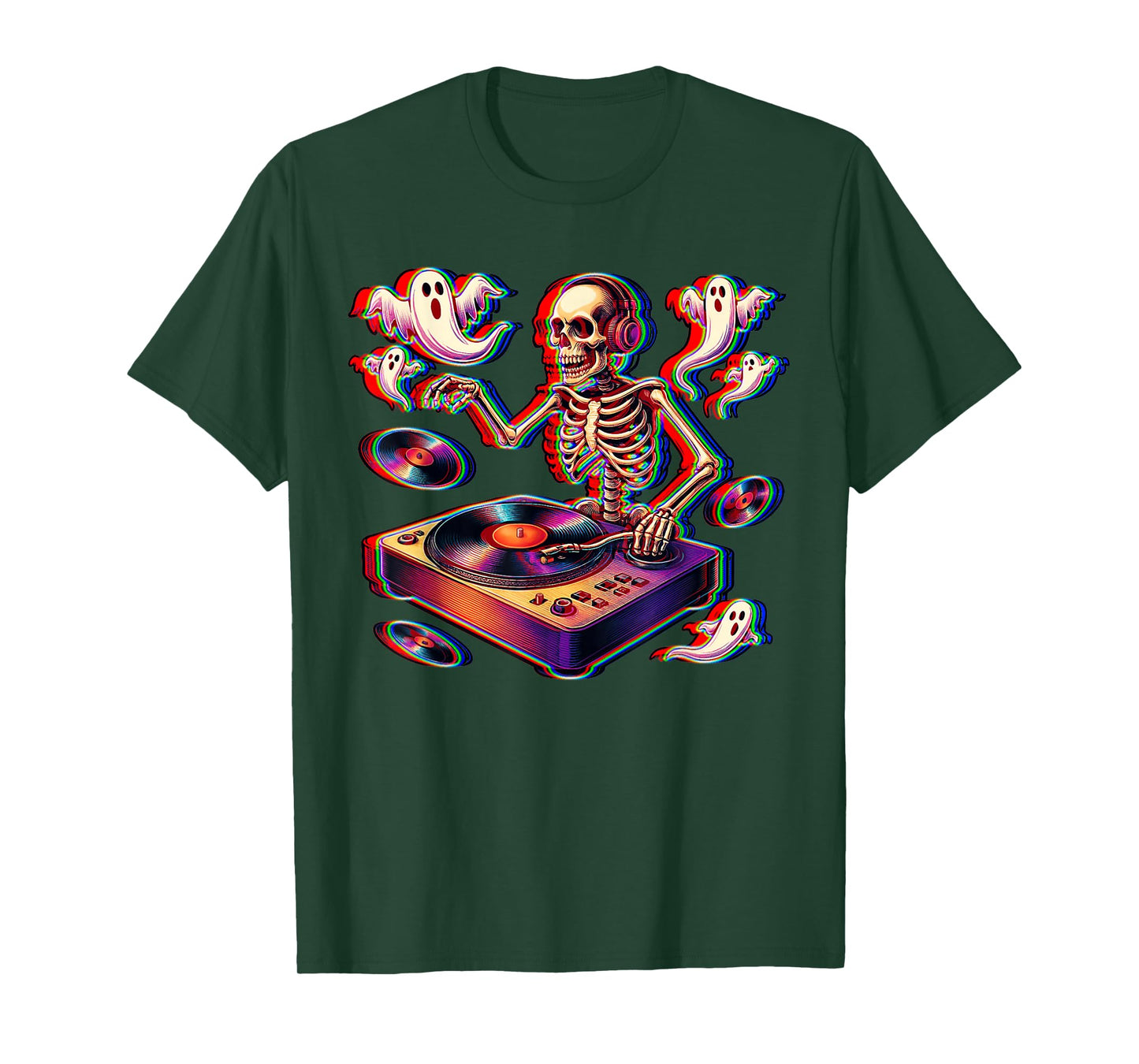 Skeleton House Music Ghost Optical Illusion EDM Halloween DJ T-Shirt